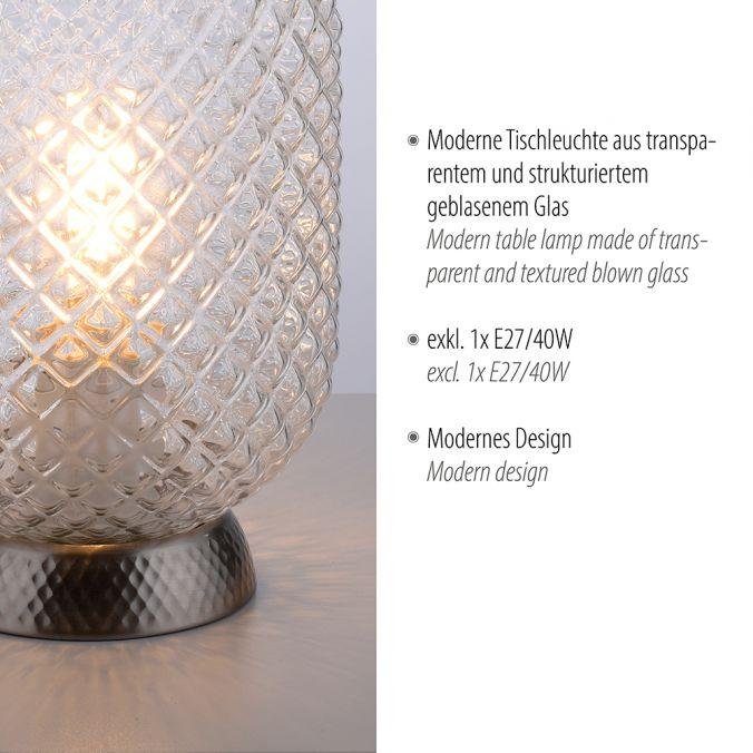 LD 14906-55 REISHI LED stolní lampa stříbrná hra světla rýhované čiré sklo šňůrový vypínač - LEUCHTEN DIREKT / JUST LIGHT (obrázek 3)