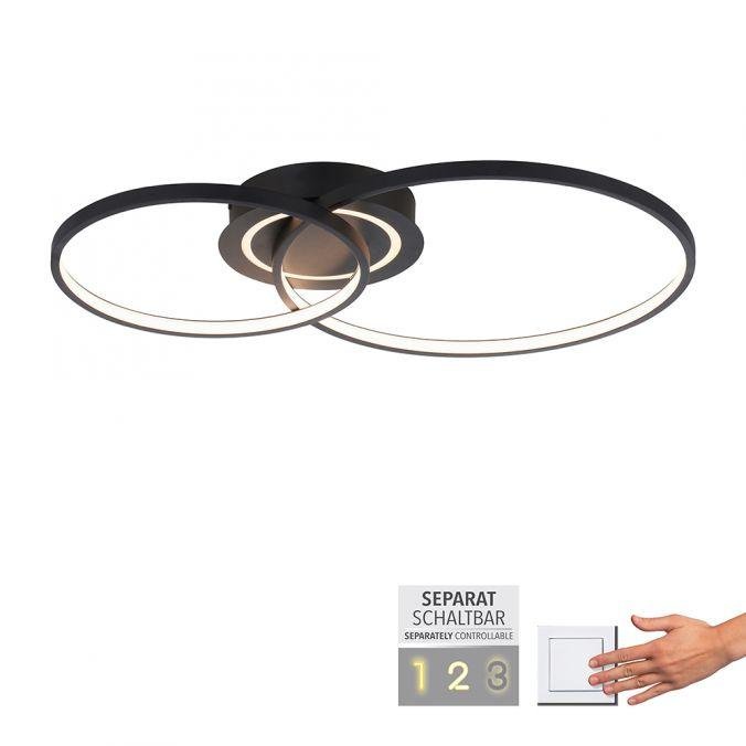 LD 14540-18 ASMINA LED stropní svítidlo černá otočné světelné kruhy samostatně vypínatelné 3000K - LEUCHTEN DIREKT / JUST LIGHT