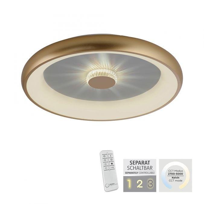 LD 14386-60 VERTIGO LED stropní svítidlo matná mosaz 61x61 kruhové křišťálový efekt stmívatelné CCT 2700-5000K - LEUCHTEN DIREKT / JUST LIGHT