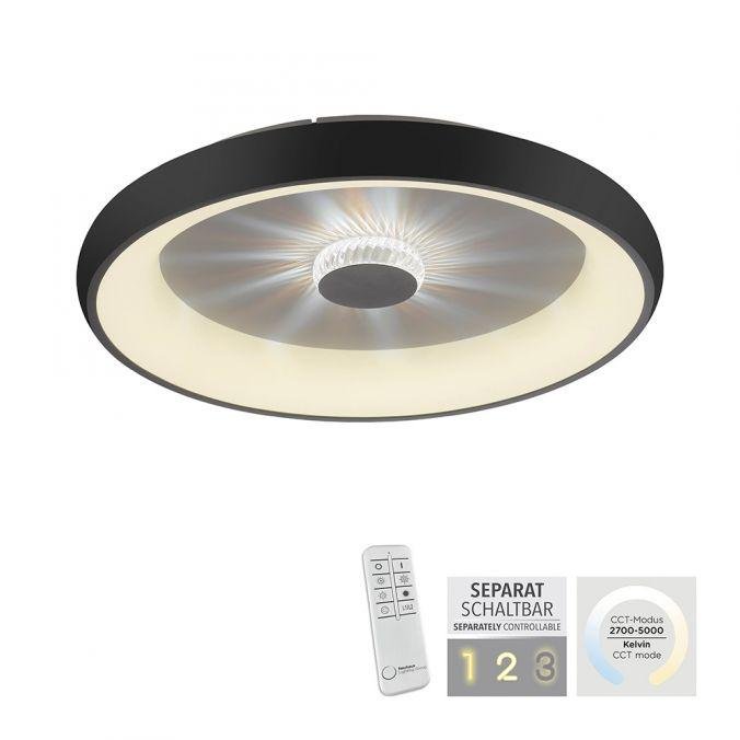 LD 14386-18 VERTIGO LED stropní svítidlo černá 61x61 kruhové křišťálový efekt stmívatelné CCT 2700-5000K - LEUCHTEN DIREKT / JUST LIGHT