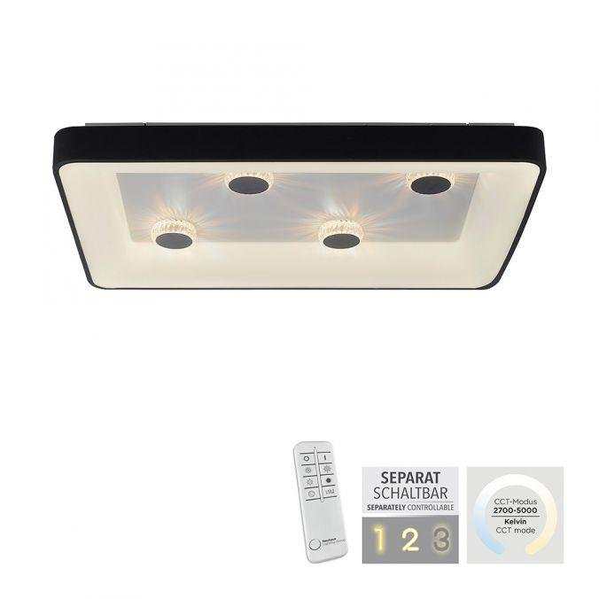 LD 14385-18 VERTIGO LED stropní svítidlo černá hranaté křišťálový efekt stmívatelné CCT 2700-5000K - LEUCHTEN DIREKT / JUST LIGHT