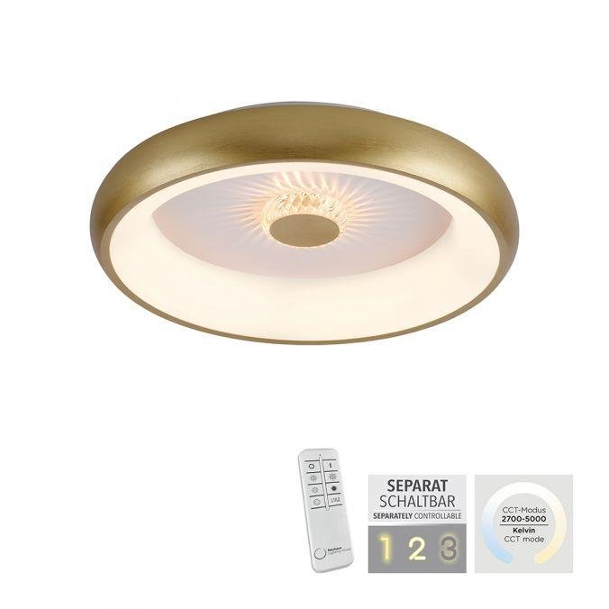 LD 14384-60 VERTIGO LED stropní svítidlo matná mosaz 50x50 kruhové křišťálový efekt stmívatelné CCT 2700-5000K - LEUCHTEN DIREKT / JUST LIGHT