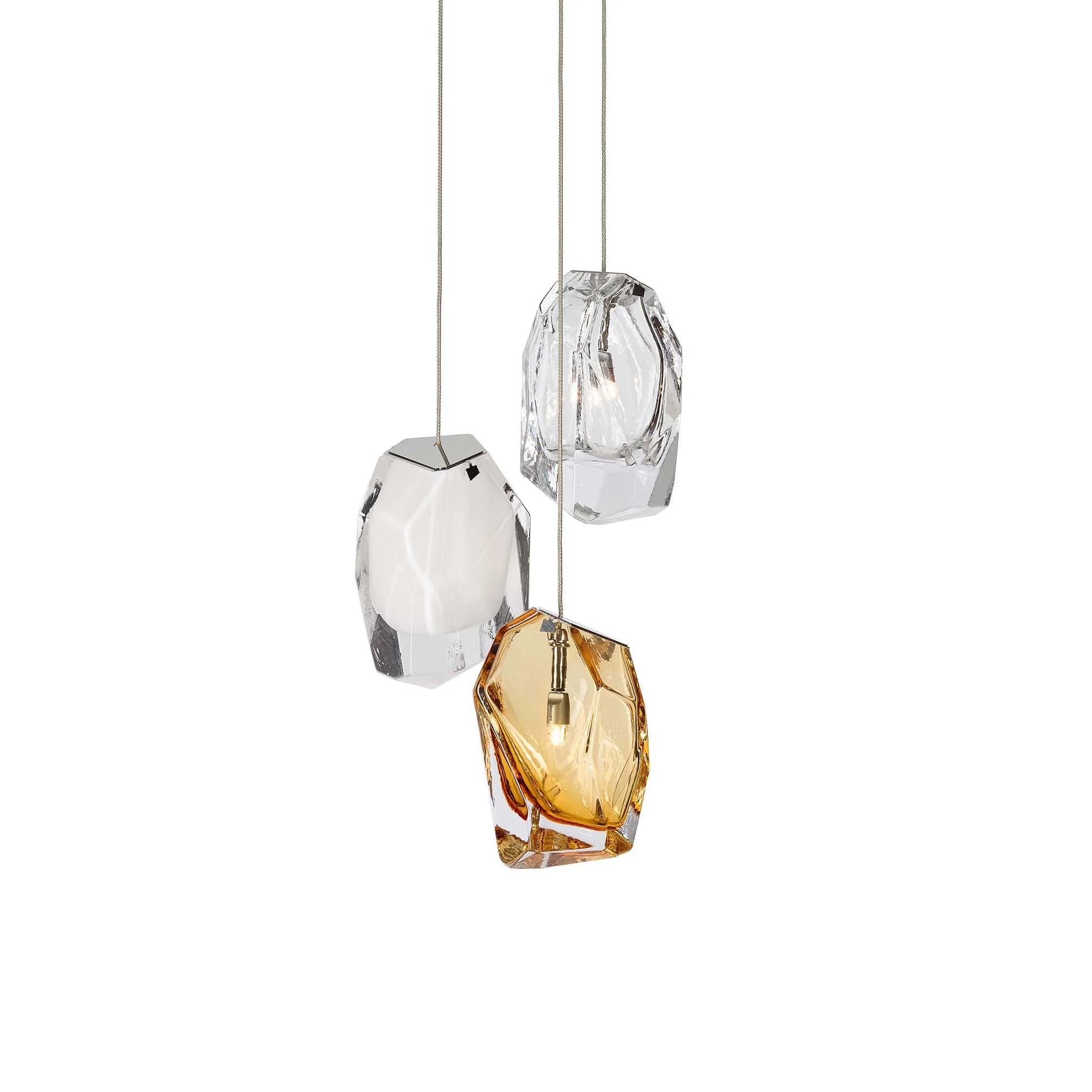 Levně LAS CL017PB-1CE00-7410S1 Závěsné svítidlo Crystal Rock Mix 3x G4 2W (amber / čirá / modrá) - LASVIT