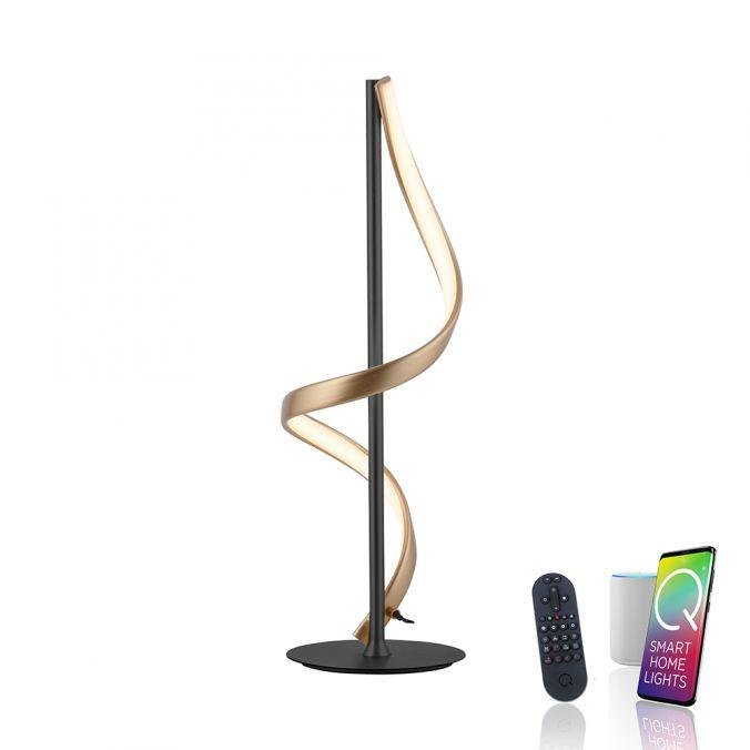 PN 4385-13 Paul Neuhaus LED stolní lampa Q-SWING antracit matná mosaz Smart Home ZigBee 2700-5000K - PAUL NEUHAUS