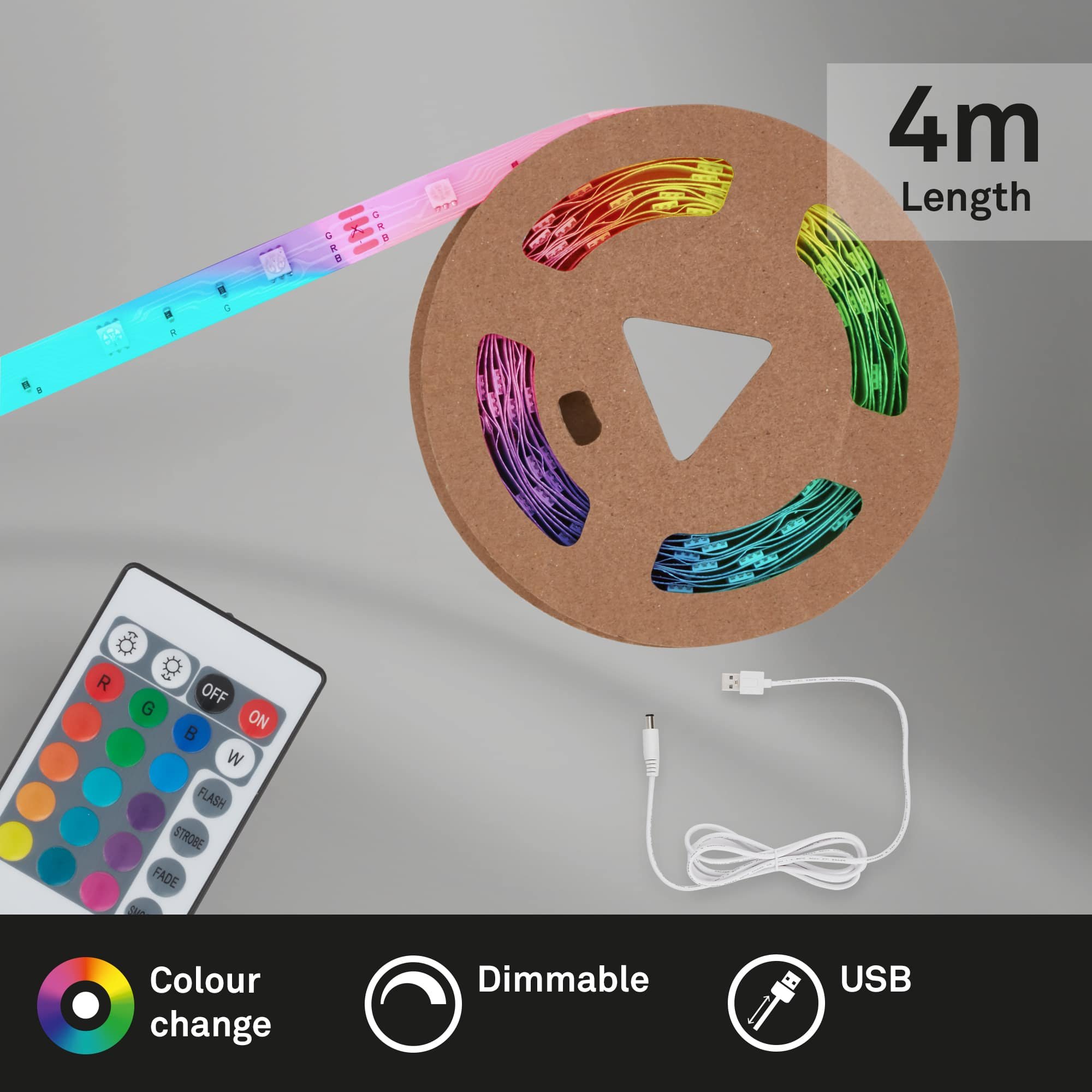 BRILO 2314120 LED pásek, 400 cm, USB, 6W, bílé - BRILO (obrázek 3)