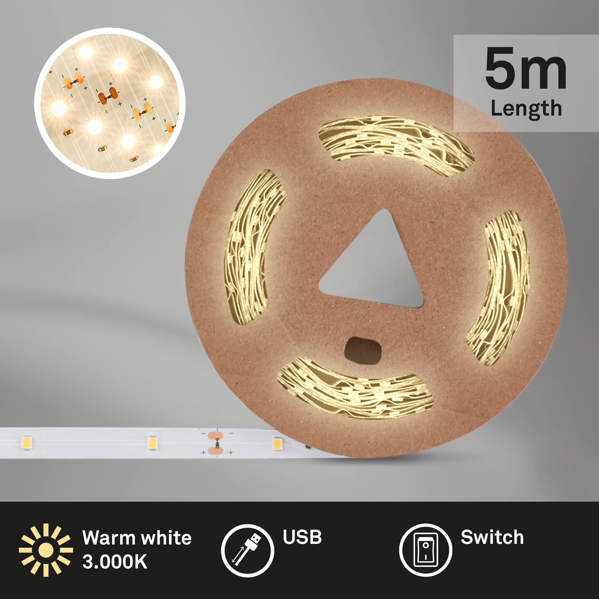 BRILO 2316150 LED pásek, 500 cm, USB, 4W, 500lm, bílé - BRILO (obrázek 2)