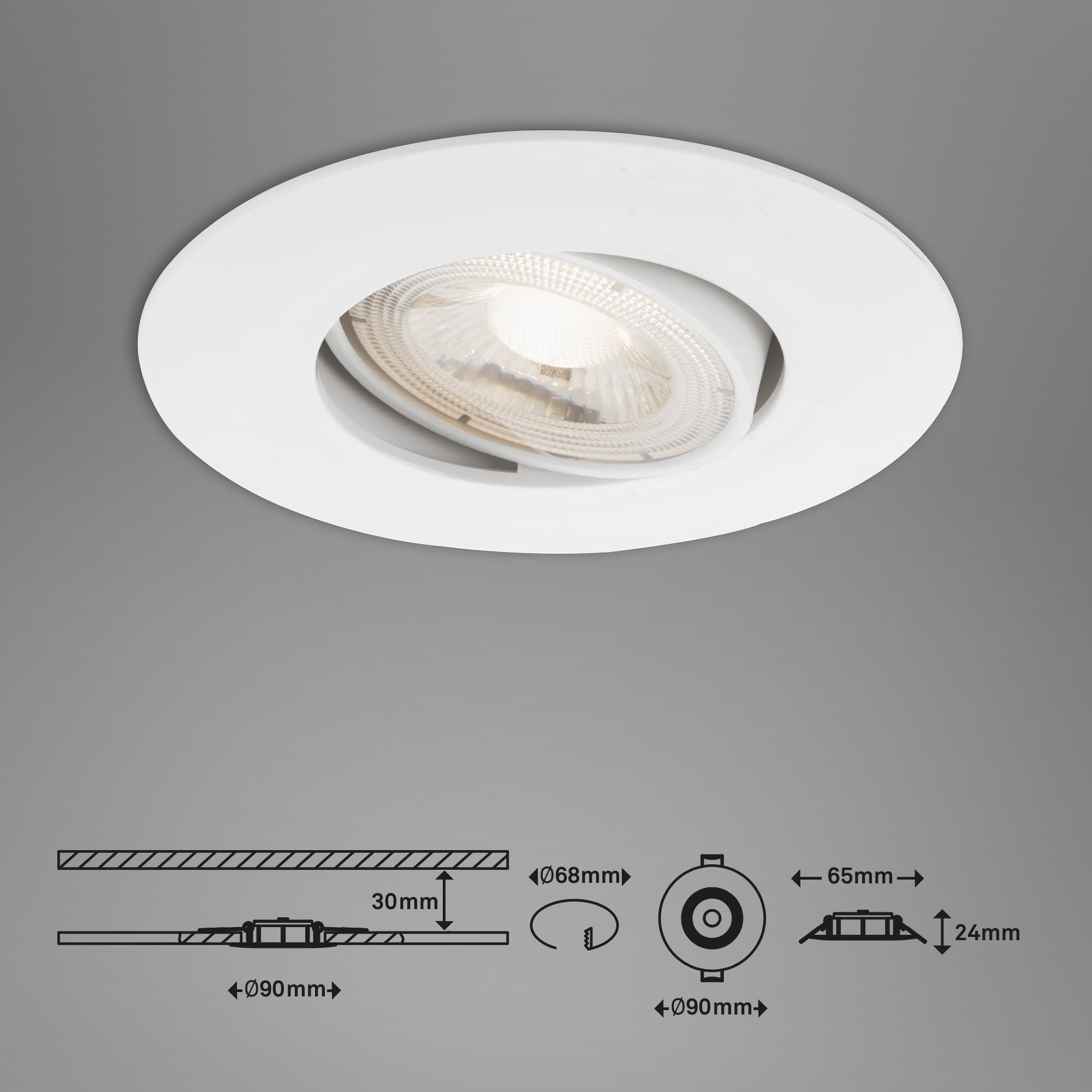 BRI 7146-016 Ultraploché LED vestavné svítidlo, pr. 9 cm, 4,9 W, bílé - BRILONER (obrázek 6)