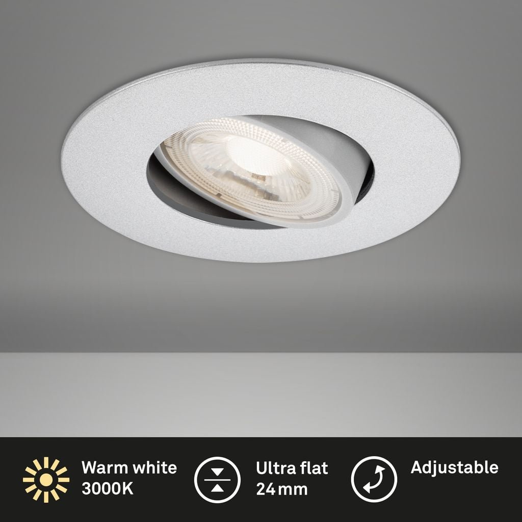 BRI 7146014 Ultraploché LED vestavné svítidlo, pr. 9 cm, 4,9 W, matný chrom (starý kód: BRI 7146-014) - BRILONER