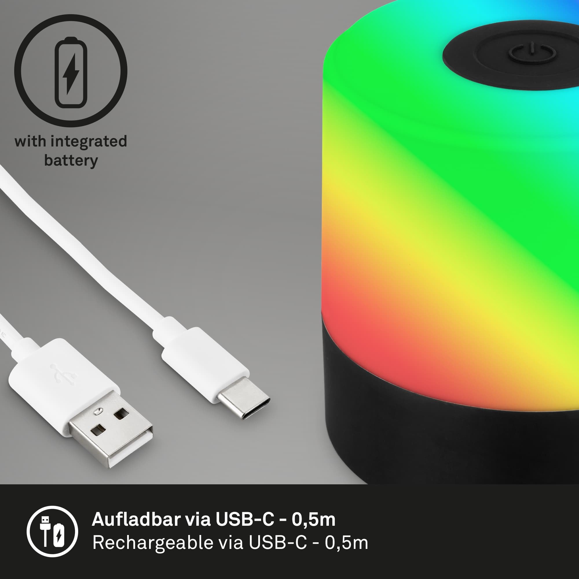 BRILO 7462015 LED nabíjecí stolní lampa, 7 cm, USB-C, 1,5W, 100lm, černá - BRILO (obrázek 5)