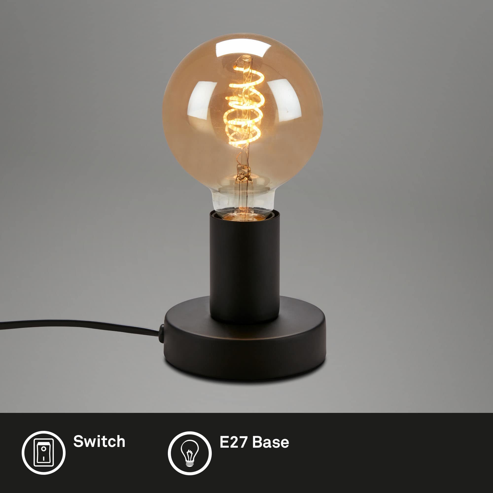 BRILO 7023-015 Stolní lampa, pr. 10 cm, max. 10 W, černá - BRILO (obrázek 2)
