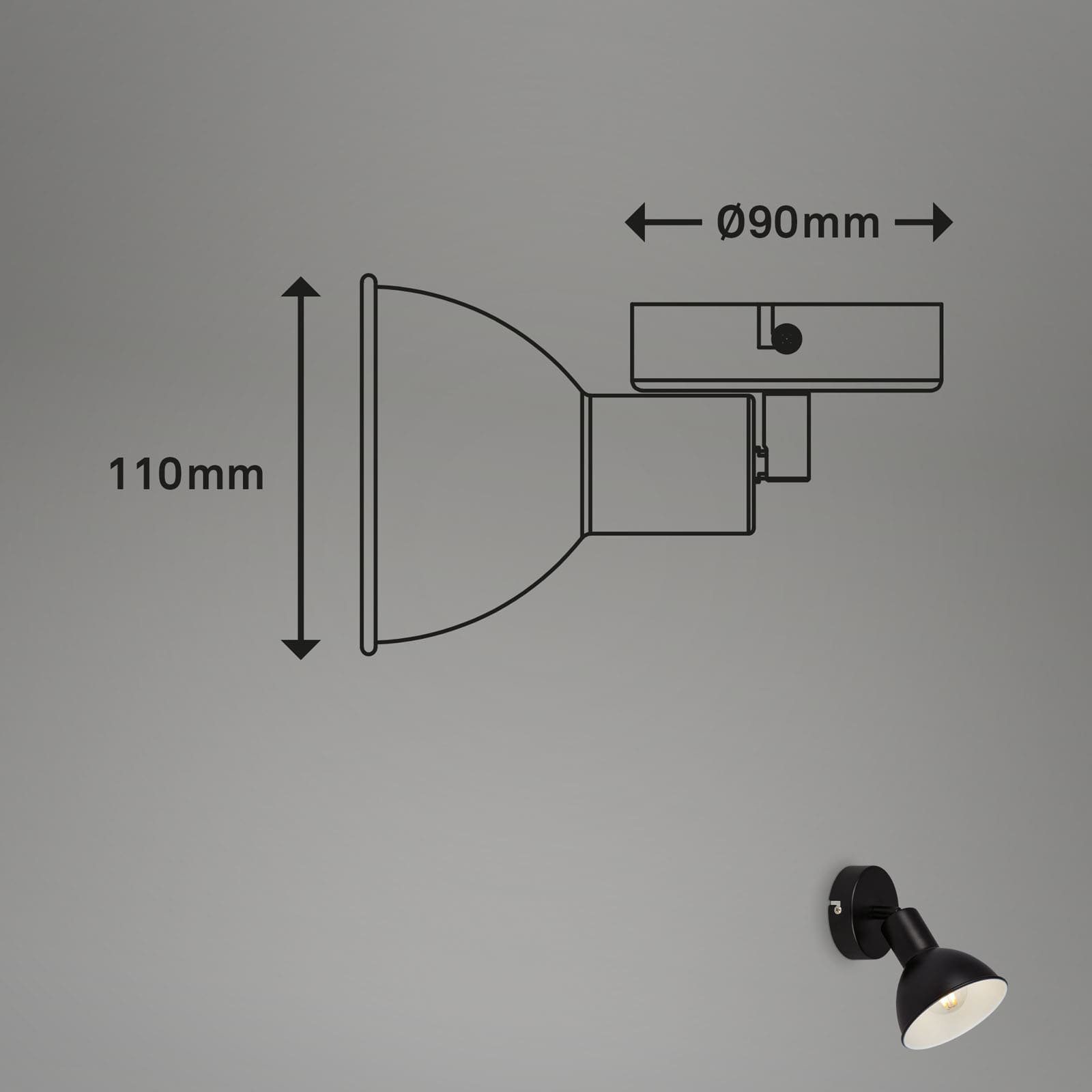 BRILO 2674-015 Bodové svítidlo pr. 9 cm 1x E14 max. 25W černá - BRILO (obrázek 5)
