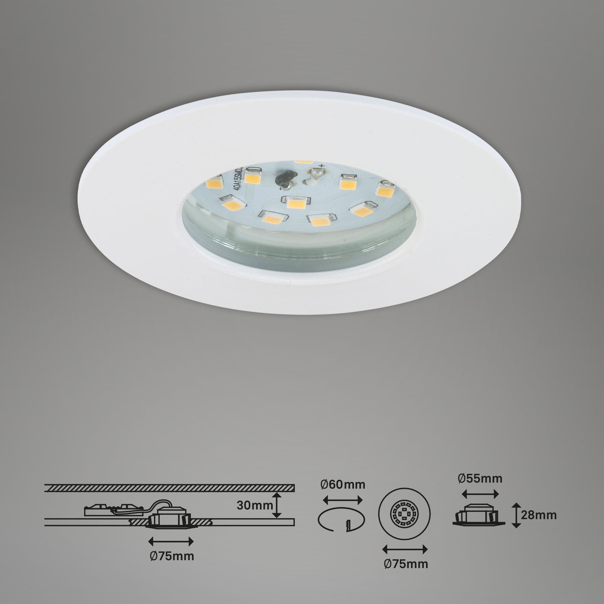 BRI 7204-016 LED vestavné svítidlo, pr. 7,5 cm, bílé - BRILONER (obrázek 4)