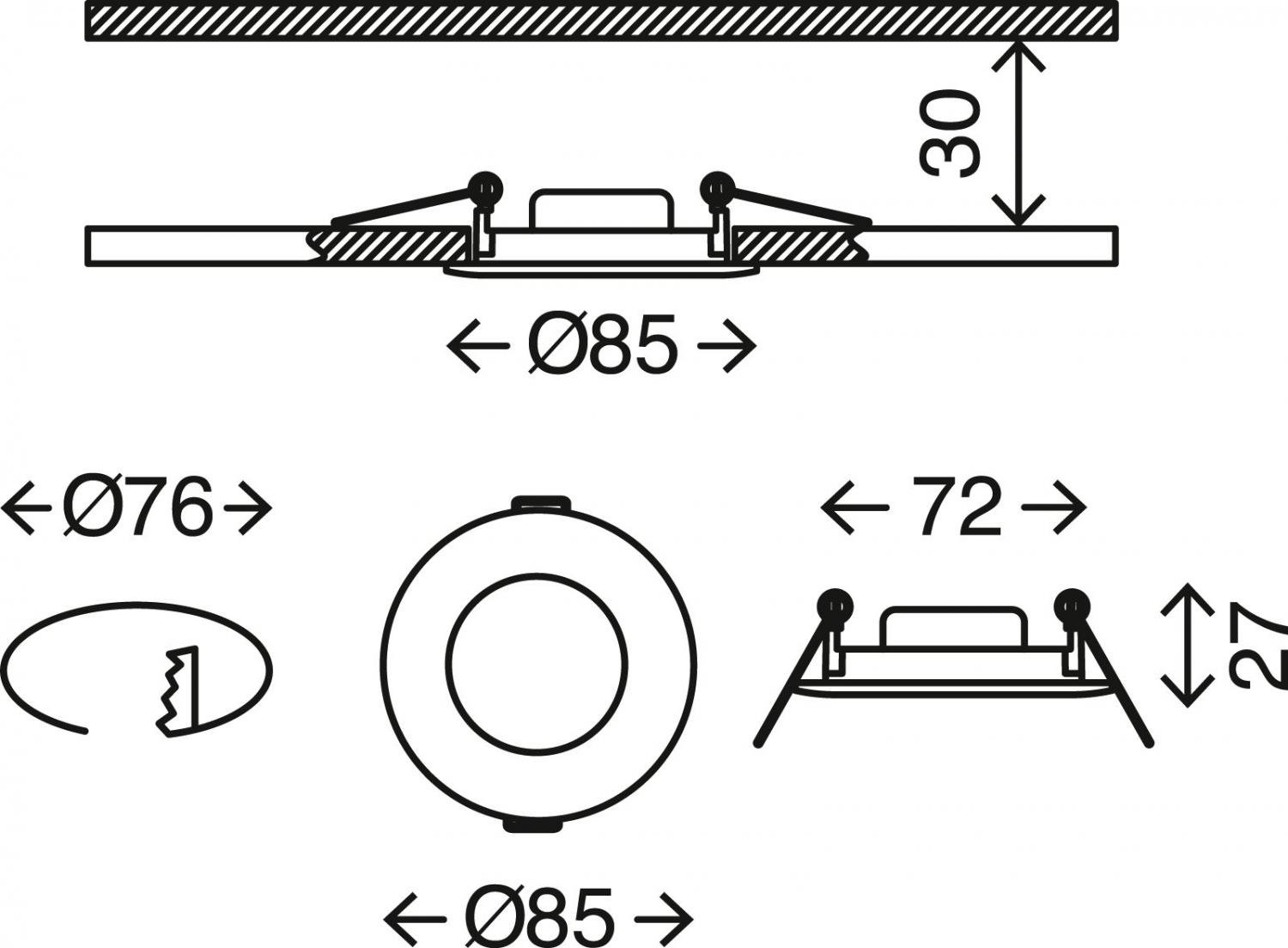 BRI 7113-412 LED vestavné svítidlo, pr. 8,5 cm, 5 W, matný nikl - BRILONER (obrázek 3)