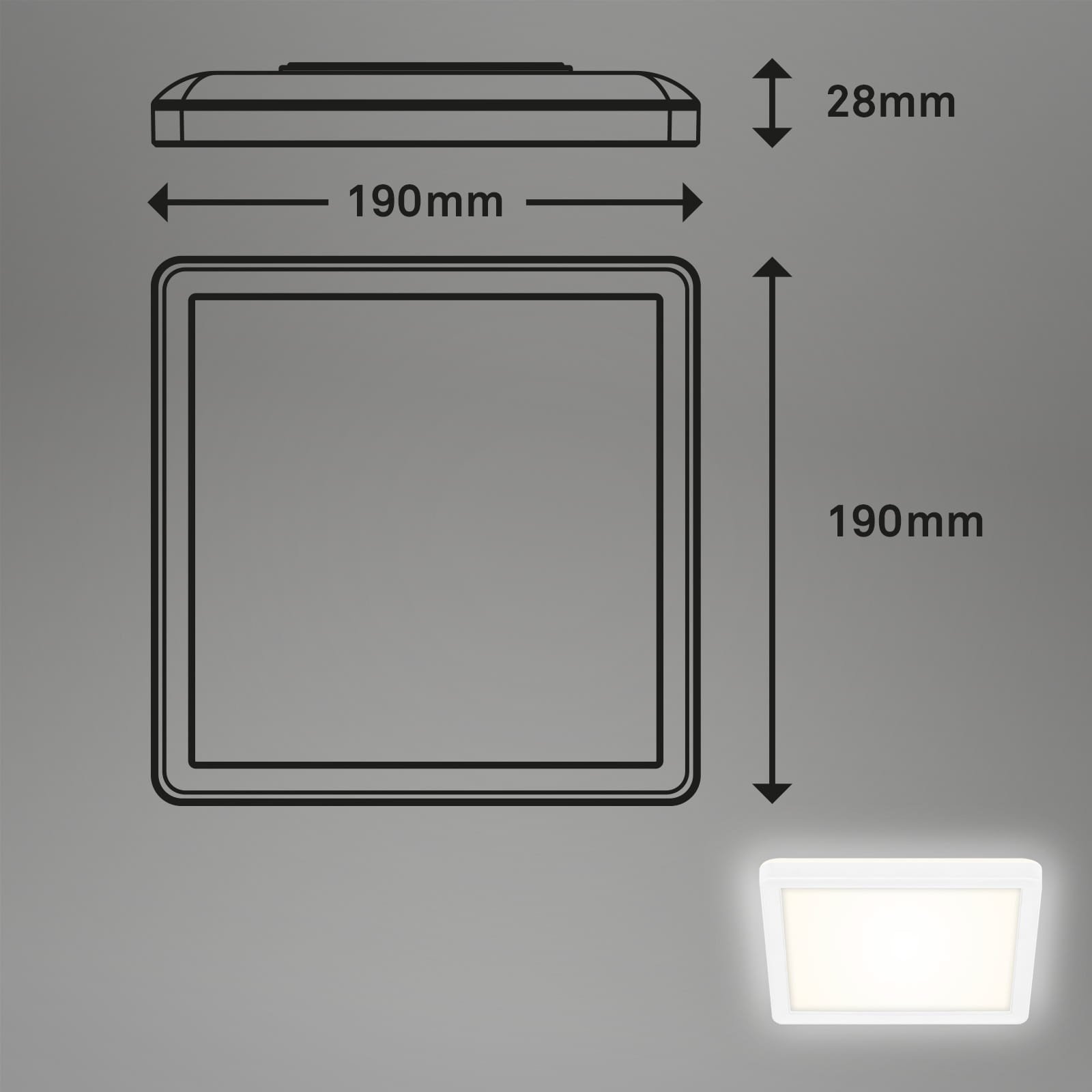 BRILO 7153-416 Slim svítidlo LED panel, 19 cm, 1400 lm, 12 W, bílé - BRILO (obrázek 3)