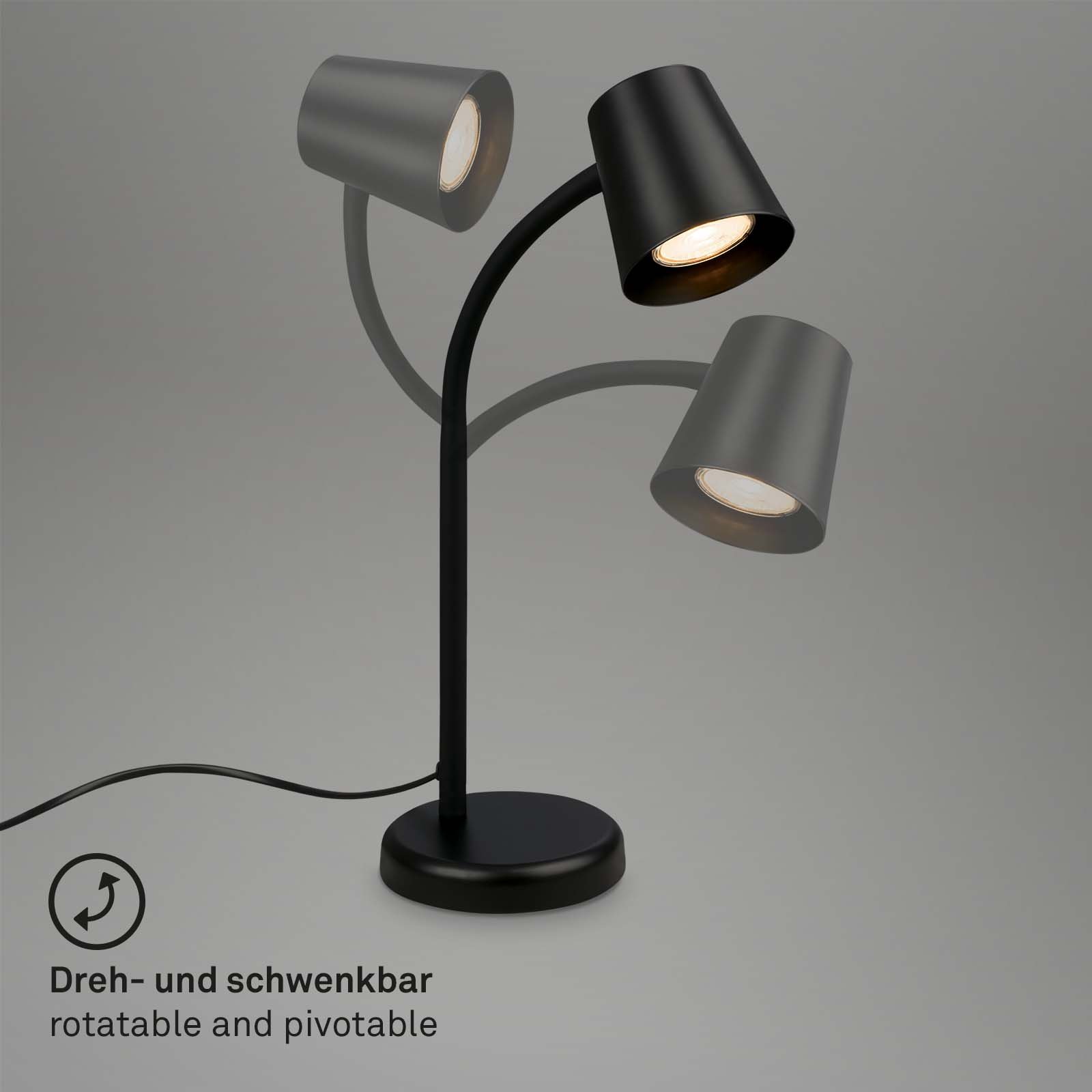 BRILO 7476015 Stolní lampa, 38,5 cm, 1x GU10, max. 9W, černá - BRILO (obrázek 3)