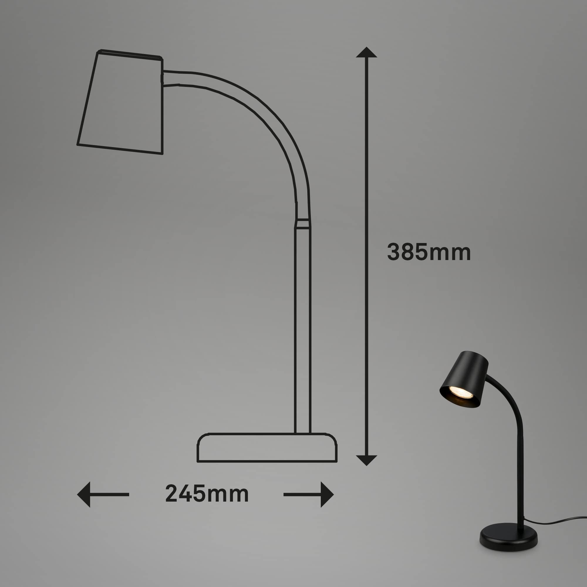 BRILO 7476015 Stolní lampa, 38,5 cm, 1x GU10, max. 9W, černá - BRILO (obrázek 7)