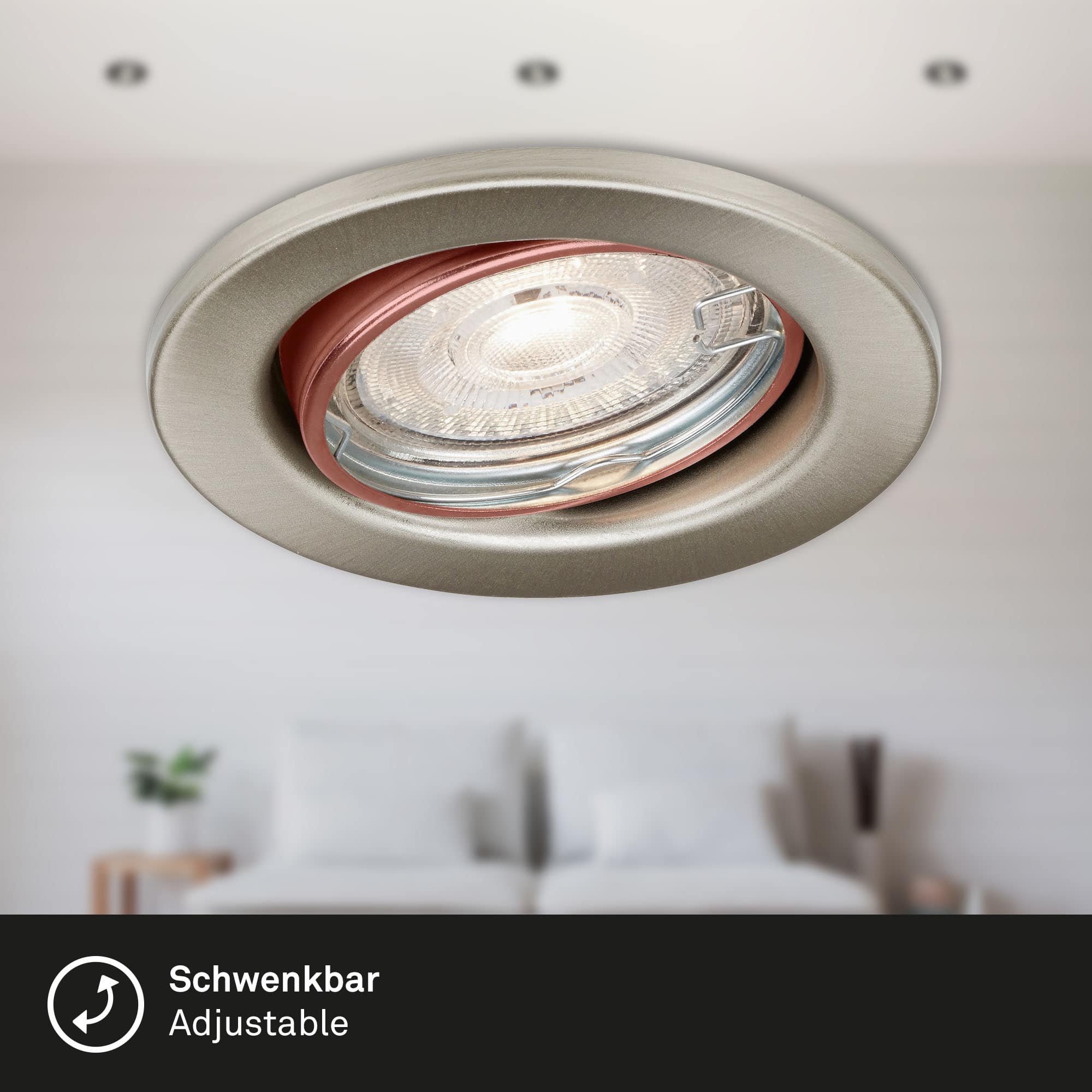 BRILO 7050-032 3ks sada LED vestavná svítidla, pr. 8,6 cm, 5 W, 460 lm, matný nikl - BRILO (obrázek 4)
