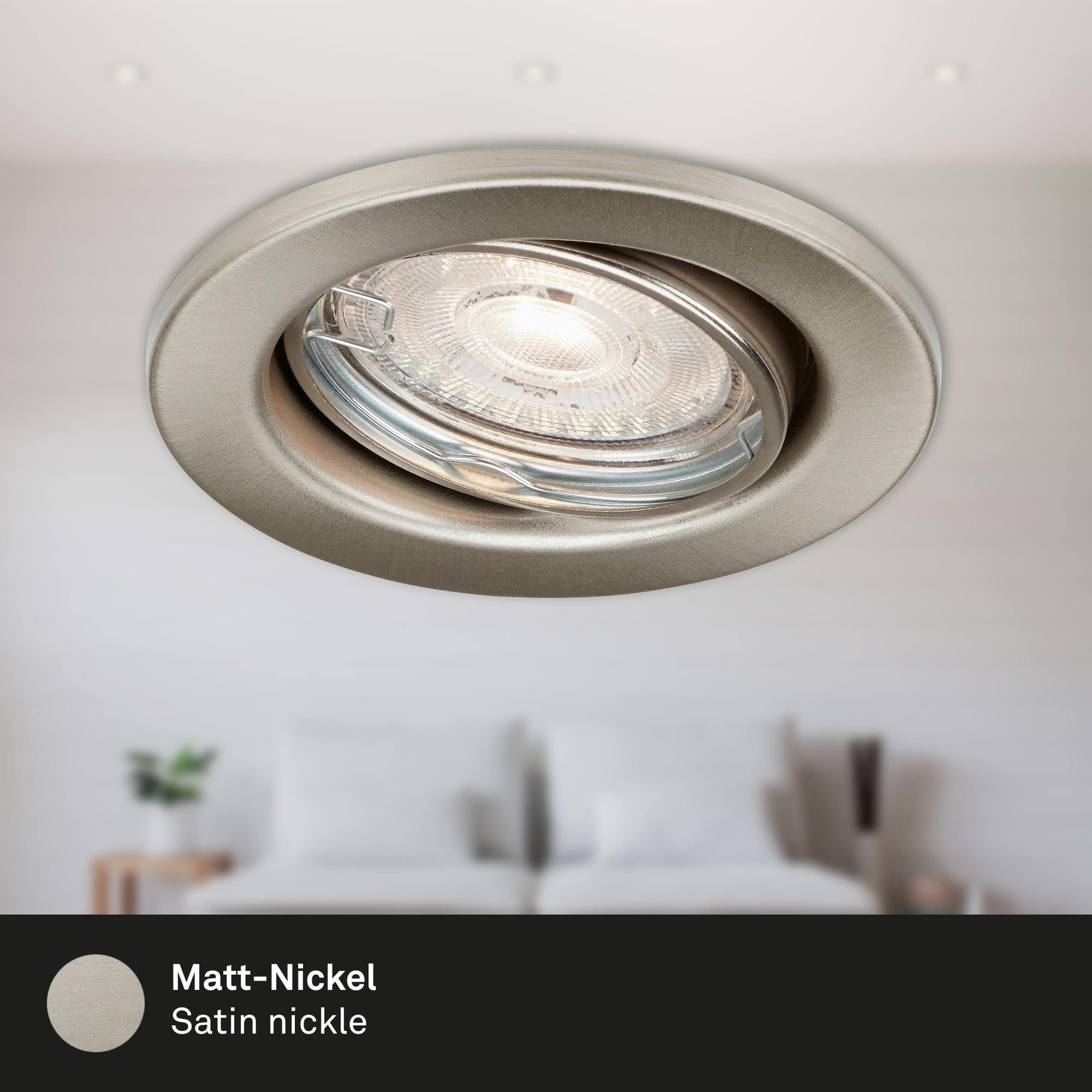 BRILO 7050-032 3ks sada LED vestavná svítidla, pr. 8,6 cm, 5 W, 460 lm, matný nikl - BRILO (obrázek 5)