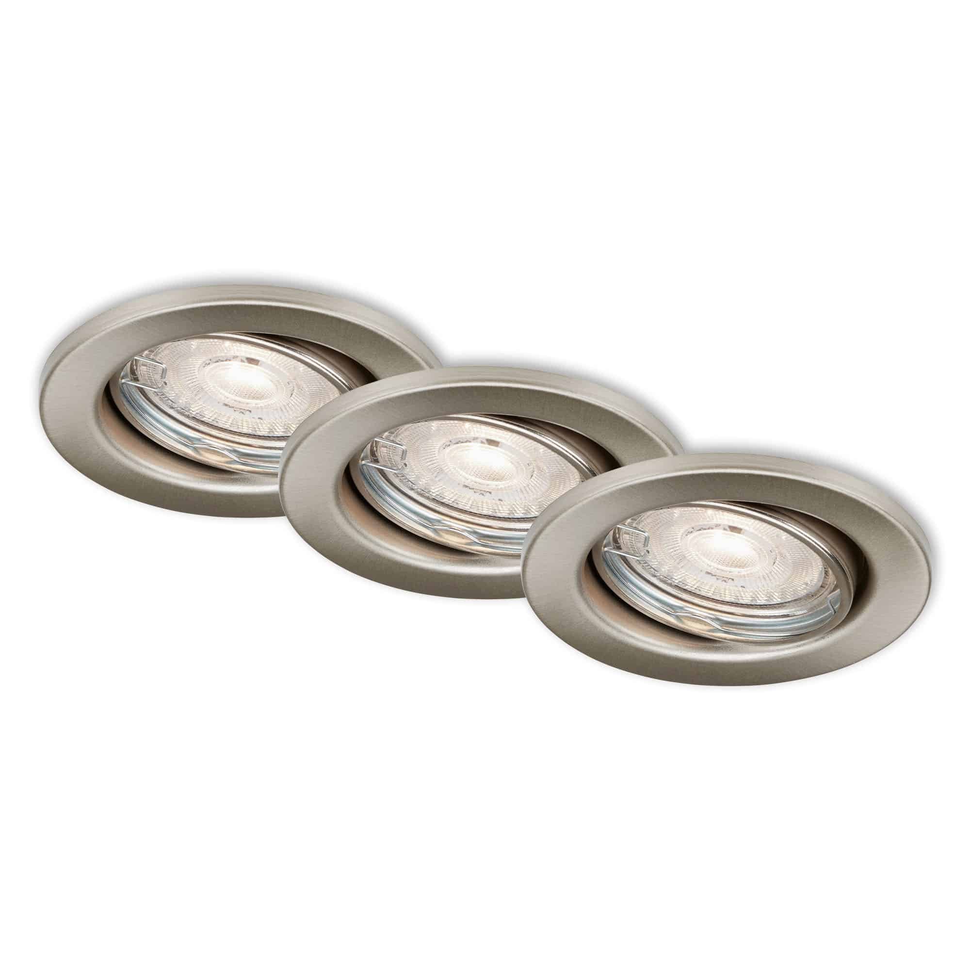 BRILO 7050-032 3ks sada LED vestavná svítidla, pr. 8,6 cm, 5 W, 460 lm, matný nikl - BRILO (obrázek 6)
