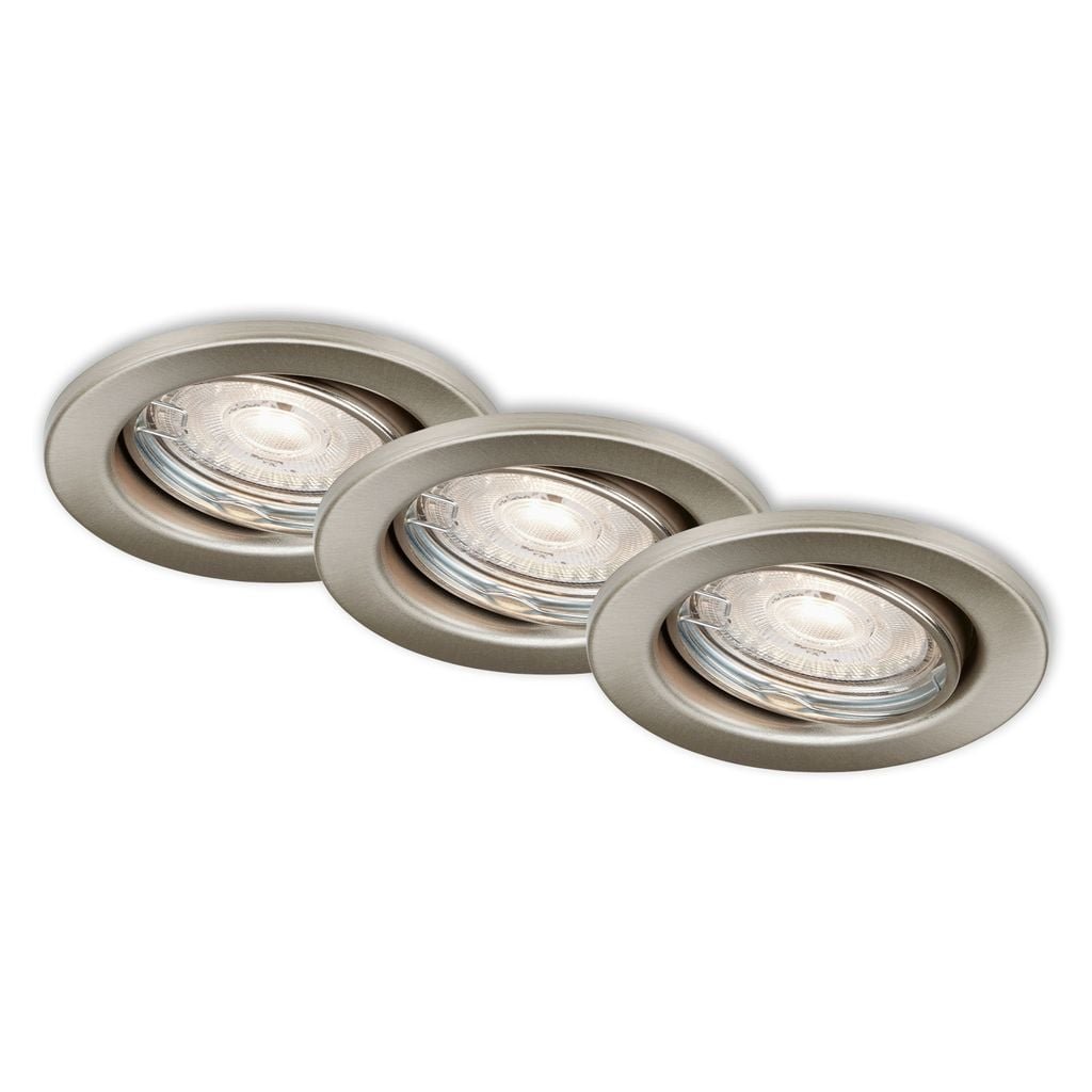 BRILO 7050-032 3ks sada LED vestavná svítidla, pr. 8,6 cm, 5 W, 460 lm, matný nikl - BRILO