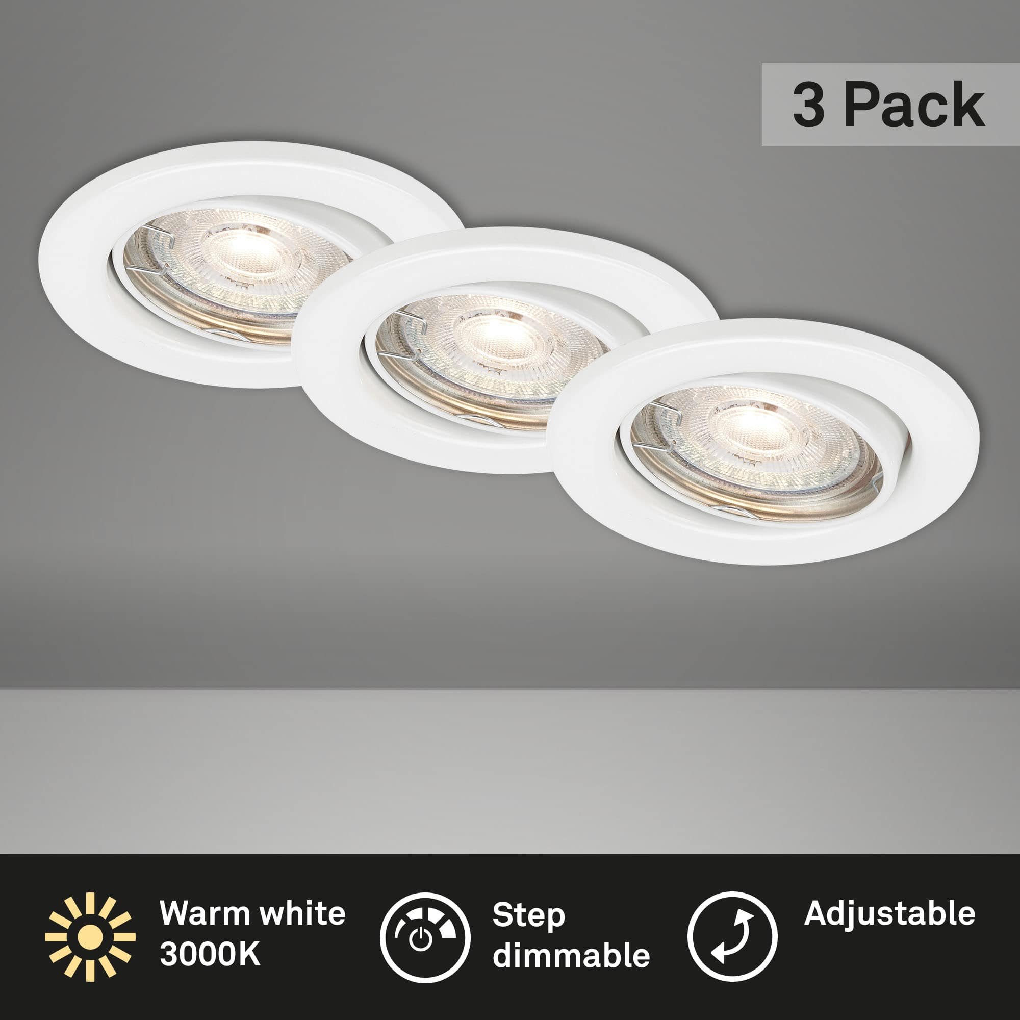 BRILO 7050-036 3ks sada LED vestavné svítidlo, pr. 8,6 cm, 5 W, bílé - BRILO (obrázek 3)