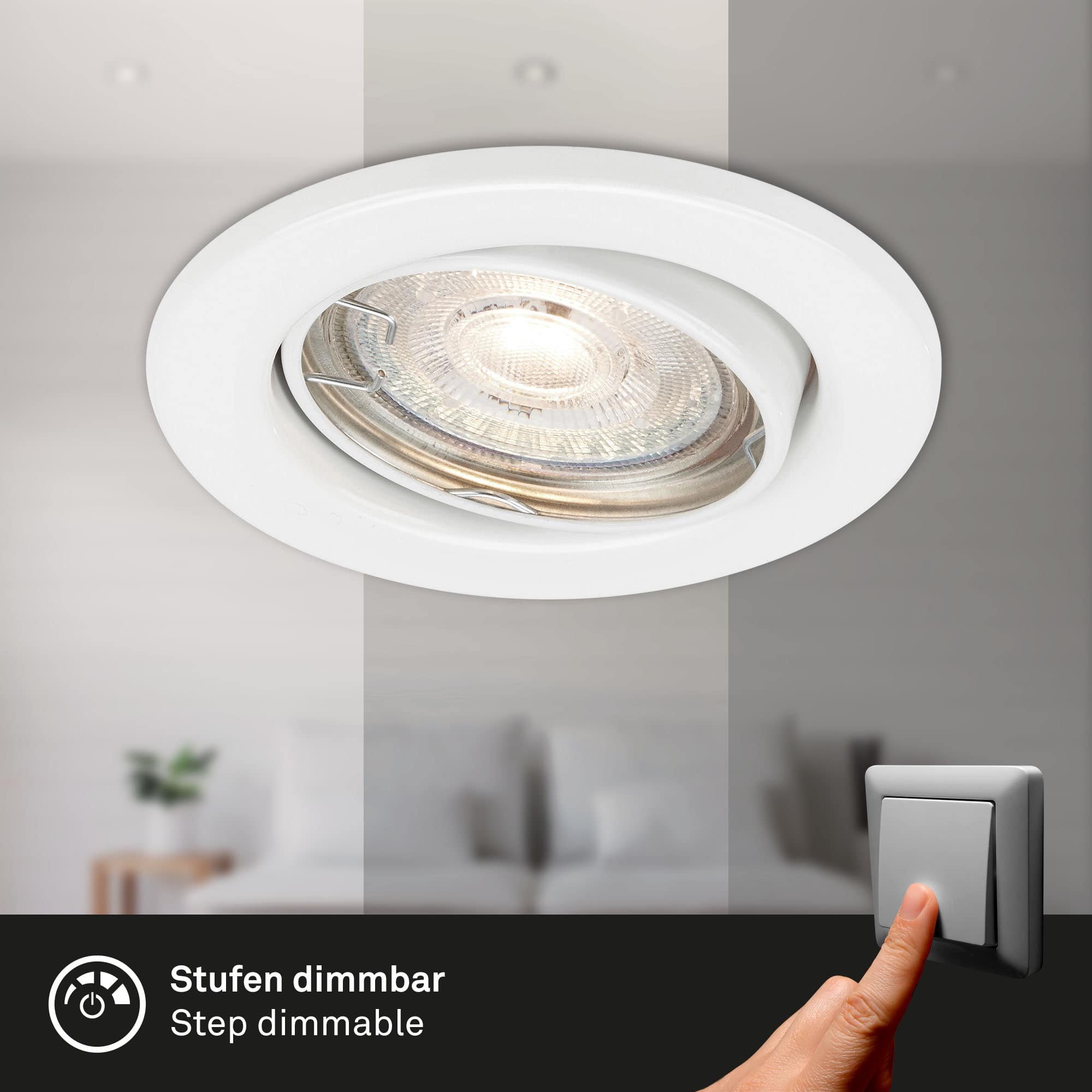 BRILO 7050-036 3ks sada LED vestavné svítidlo, pr. 8,6 cm, 5 W, bílé - BRILO (obrázek 5)