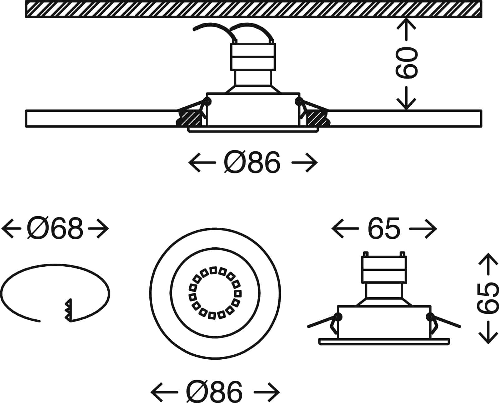 BRI 7110-036 3ks sada vestavné svítidlo, pr. 8,6 cm, bílé - BRILONER (obrázek 3)