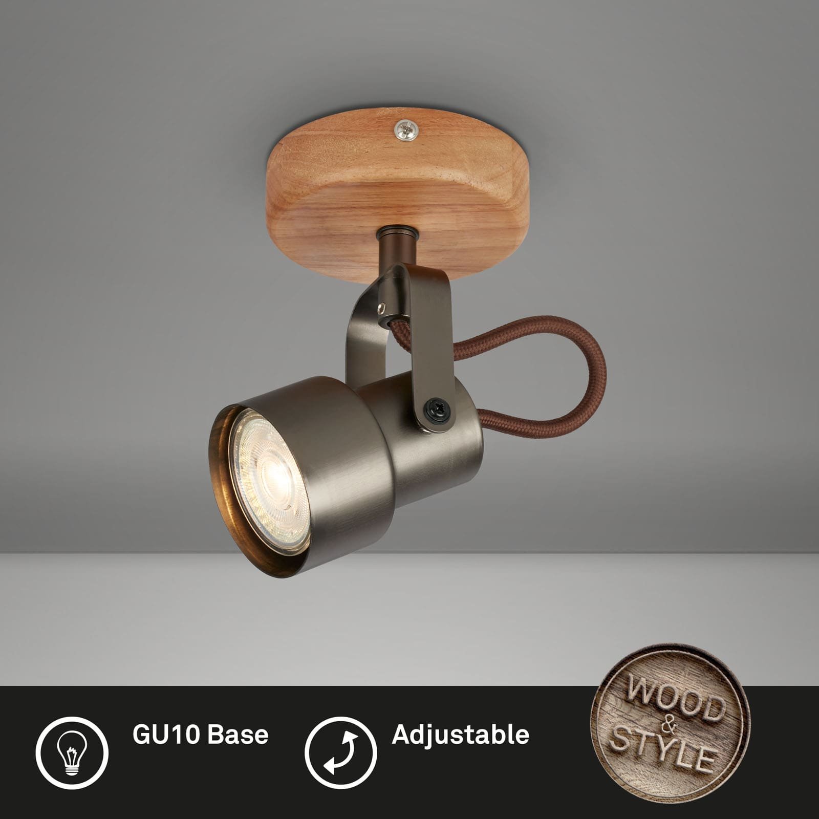 BRILO 2872-015 Bodové svítidlo pr. 9 cm 1xGU10 5W 460lm antická šedá - BRILO (obrázek 3)