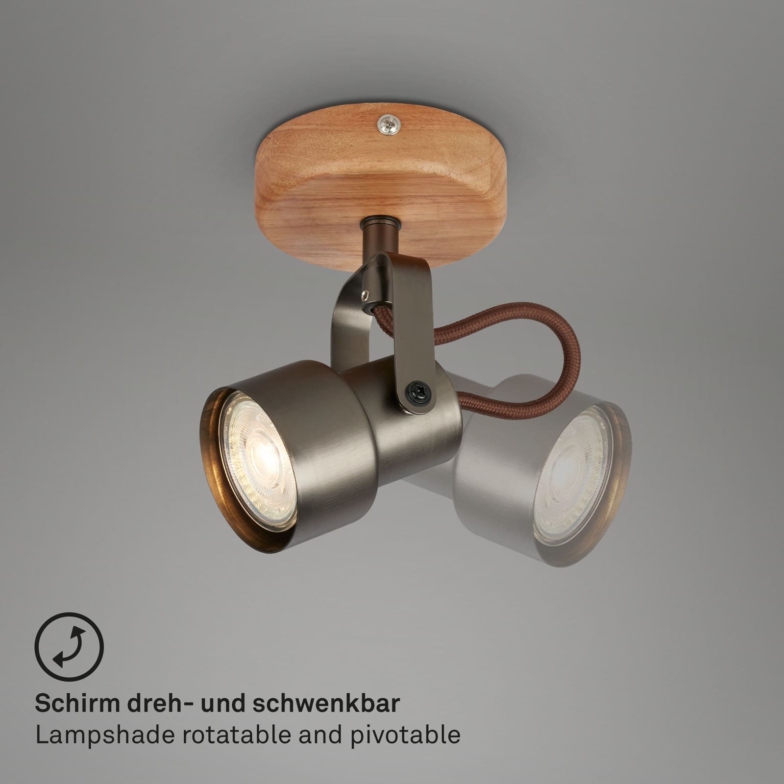 BRILO 2872-015 Bodové svítidlo pr. 9 cm 1xGU10 5W 460lm antická šedá - BRILO (obrázek 4)
