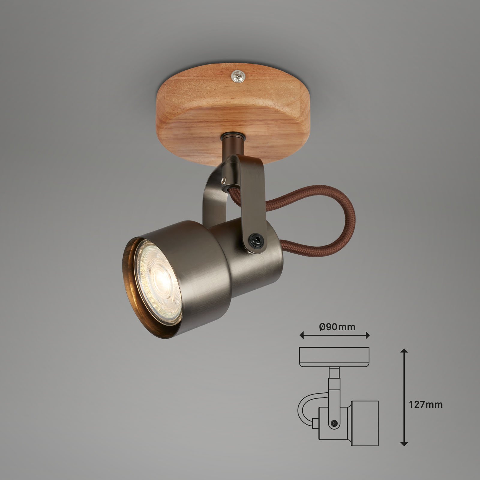 BRILO 2872-015 Bodové svítidlo pr. 9 cm 1xGU10 5W 460lm antická šedá - BRILO (obrázek 6)