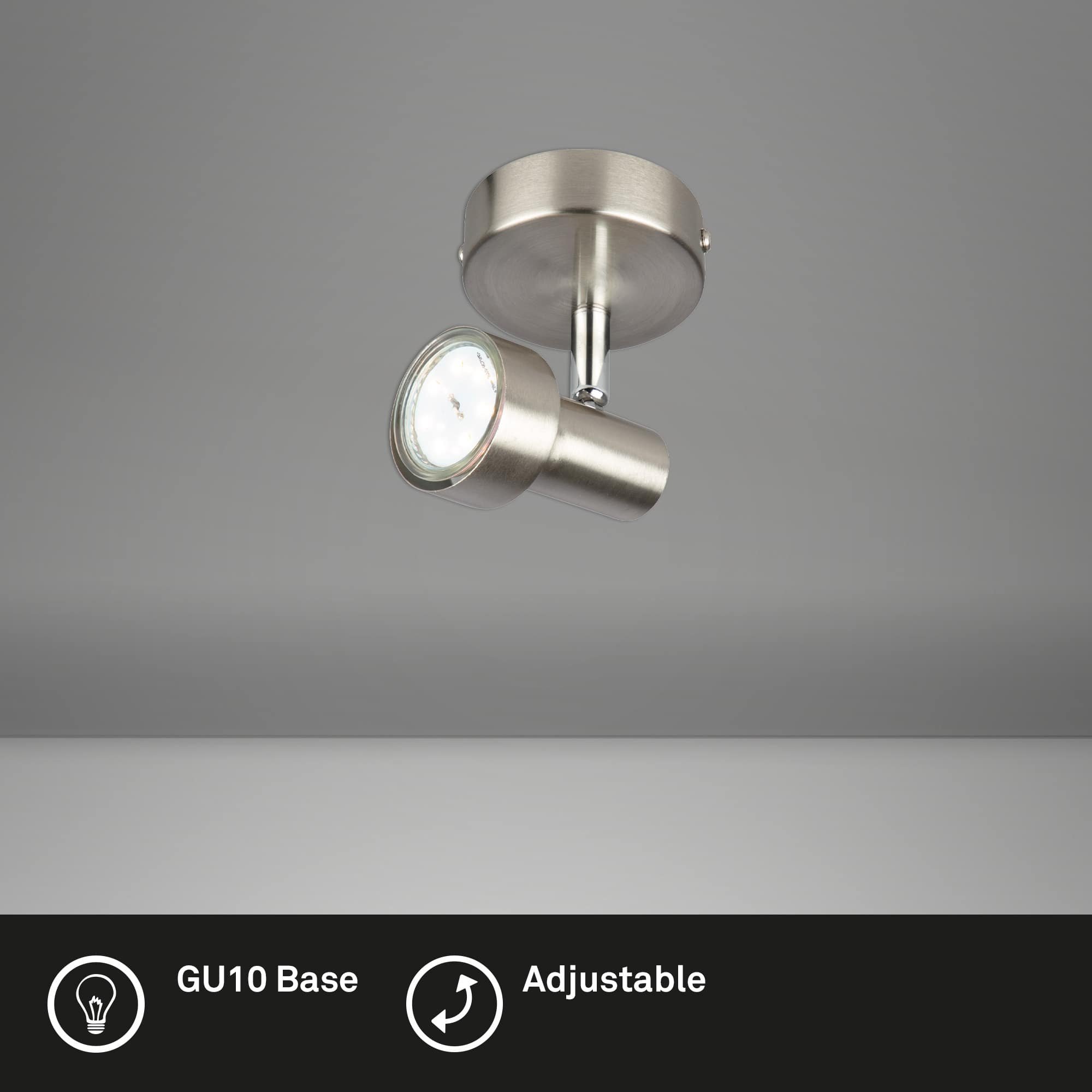 BRI 2843-012 Bodové svítidlo pr. 8 cm 1xGU10 3W 250lm matný nikl - BRILONER (obrázek 2)