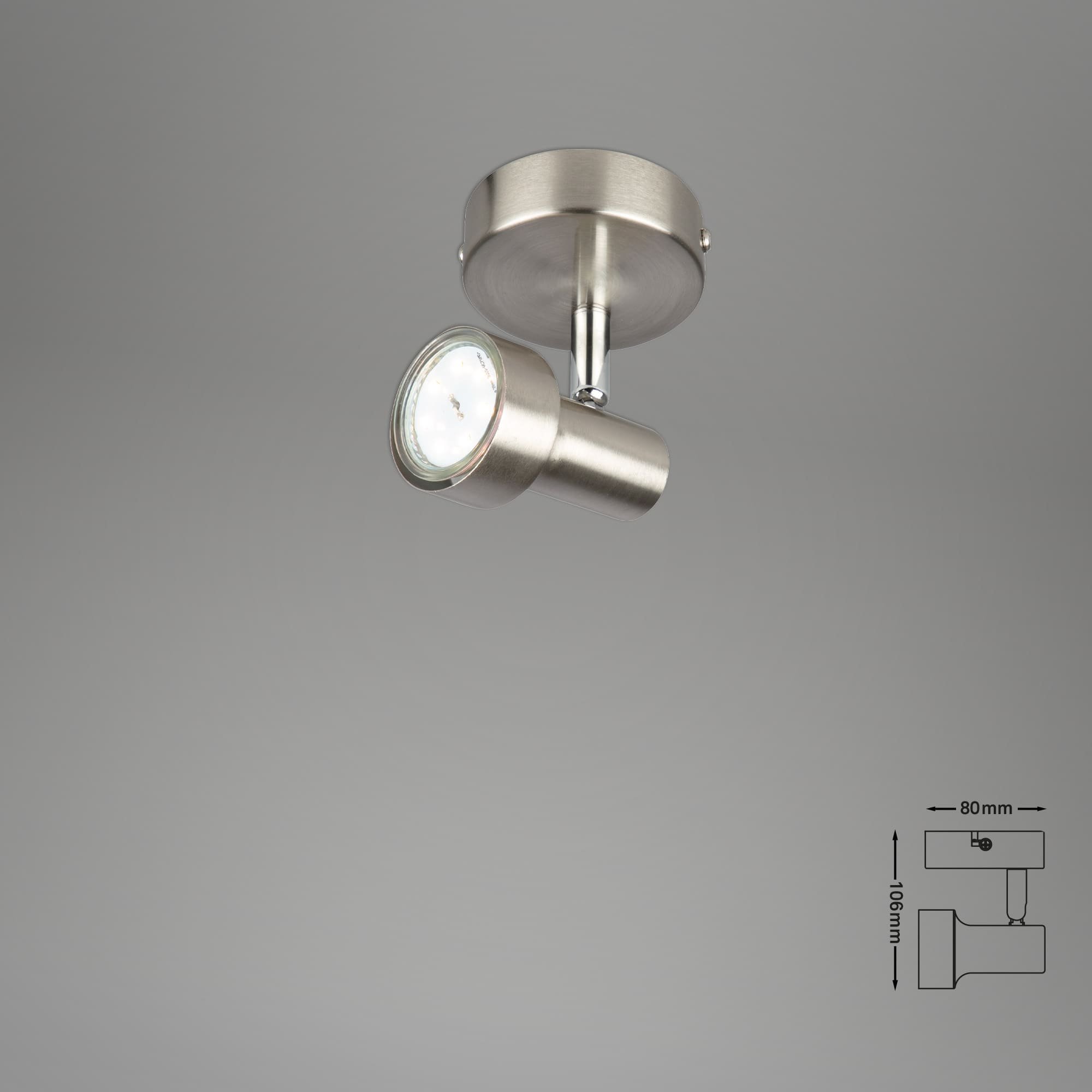BRI 2843-012 Bodové svítidlo pr. 8 cm 1xGU10 3W 250lm matný nikl - BRILONER (obrázek 7)