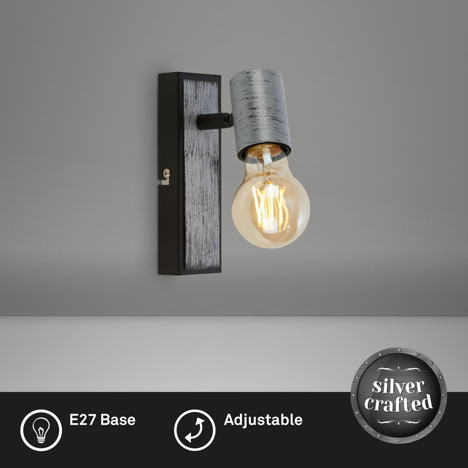 BRI 2222-014 Bodové svítidlo 16,5 cm 1x E27 max. 60W antická stříbrná - BRILONER (obrázek 2)