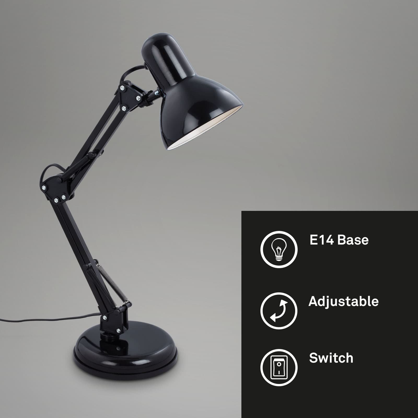 BRILO 7394015 Stolní lampa, pr. 15,5 cm, max. 25 W, černá - BRILO (obrázek 2)