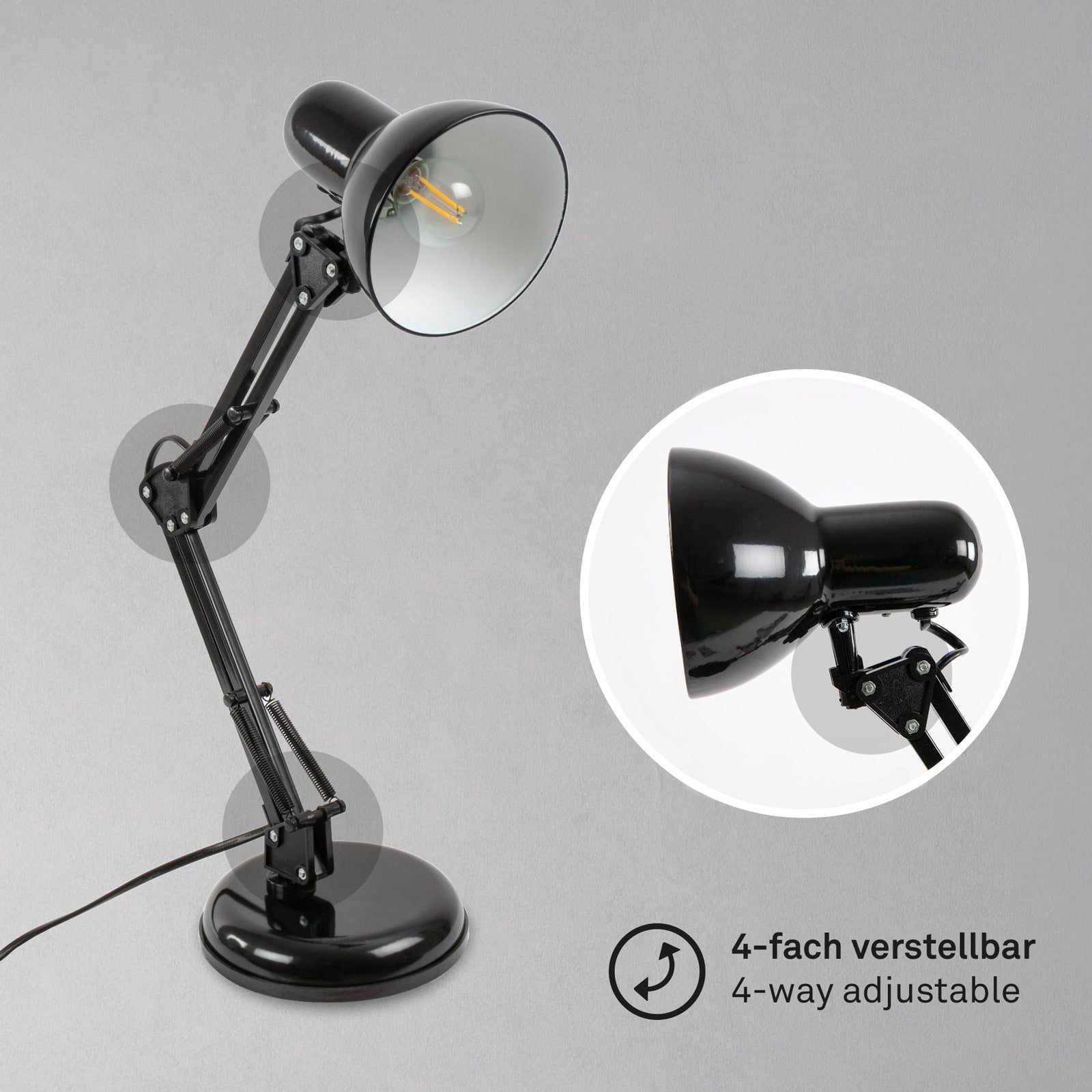 BRILO 7394015 Stolní lampa, pr. 15,5 cm, max. 25 W, černá - BRILO (obrázek 3)