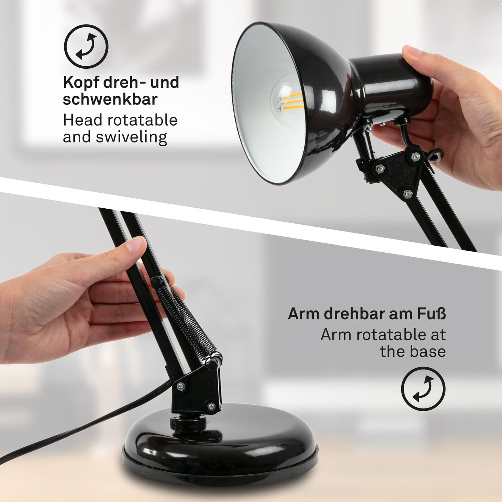 BRILO 7394015 Stolní lampa, pr. 15,5 cm, max. 25 W, černá - BRILO (obrázek 4)