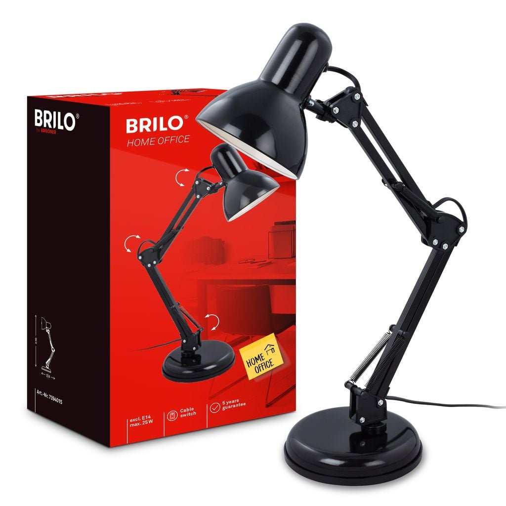 BRILO 7394015 Stolní lampa, pr. 15,5 cm, max. 25 W, černá - BRILO