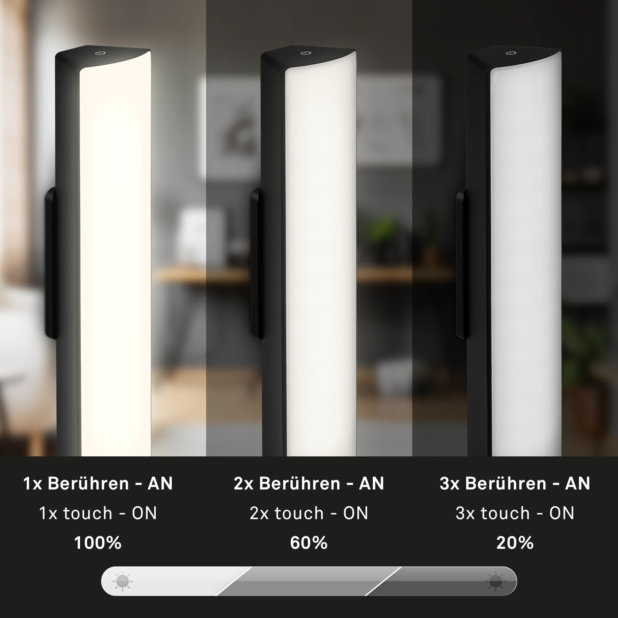 BRILO 7474015 LED nabíjecí stolní lampa, 30 cm, paměť, 7W, 700lm černá - BRILO (obrázek 3)