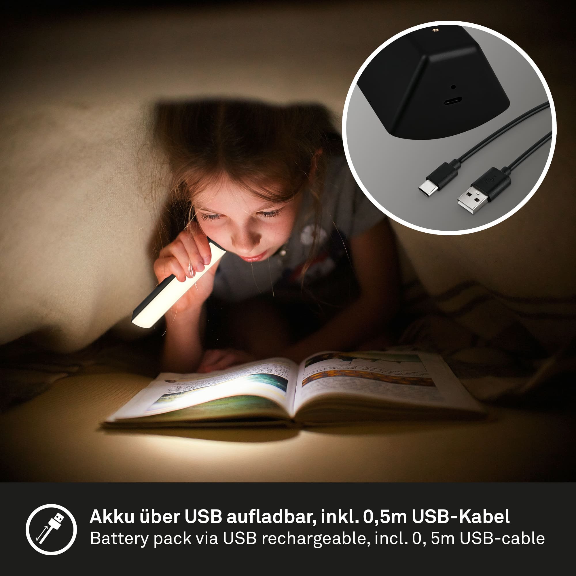 BRILO 7474015 LED nabíjecí stolní lampa, 30 cm, paměť, 7W, 700lm černá - BRILO (obrázek 6)