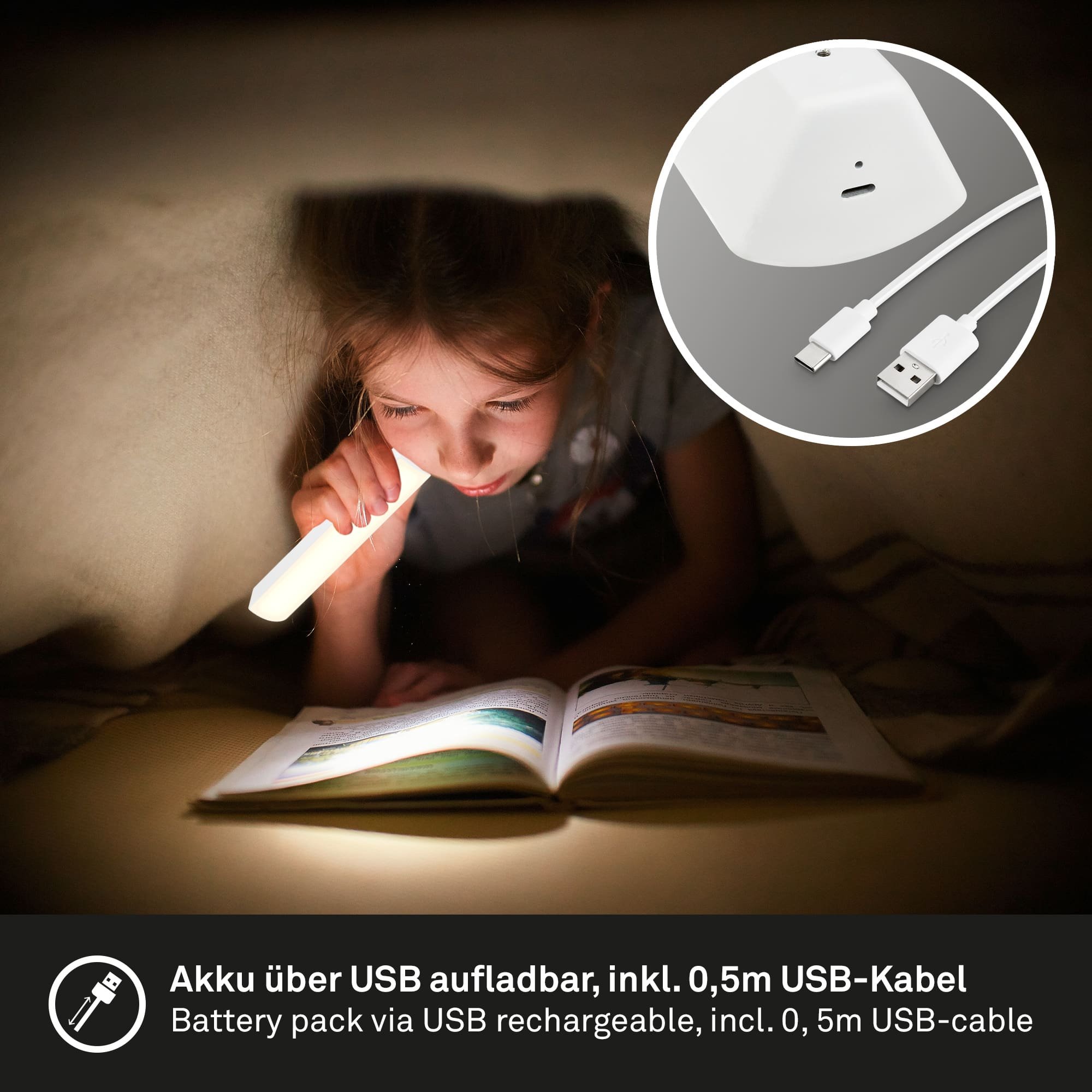 BRILO 7474016 LED nabíjecí stolní lampa, 30 cm, paměť, 7W, 700lm, bílé - BRILO (obrázek 3)
