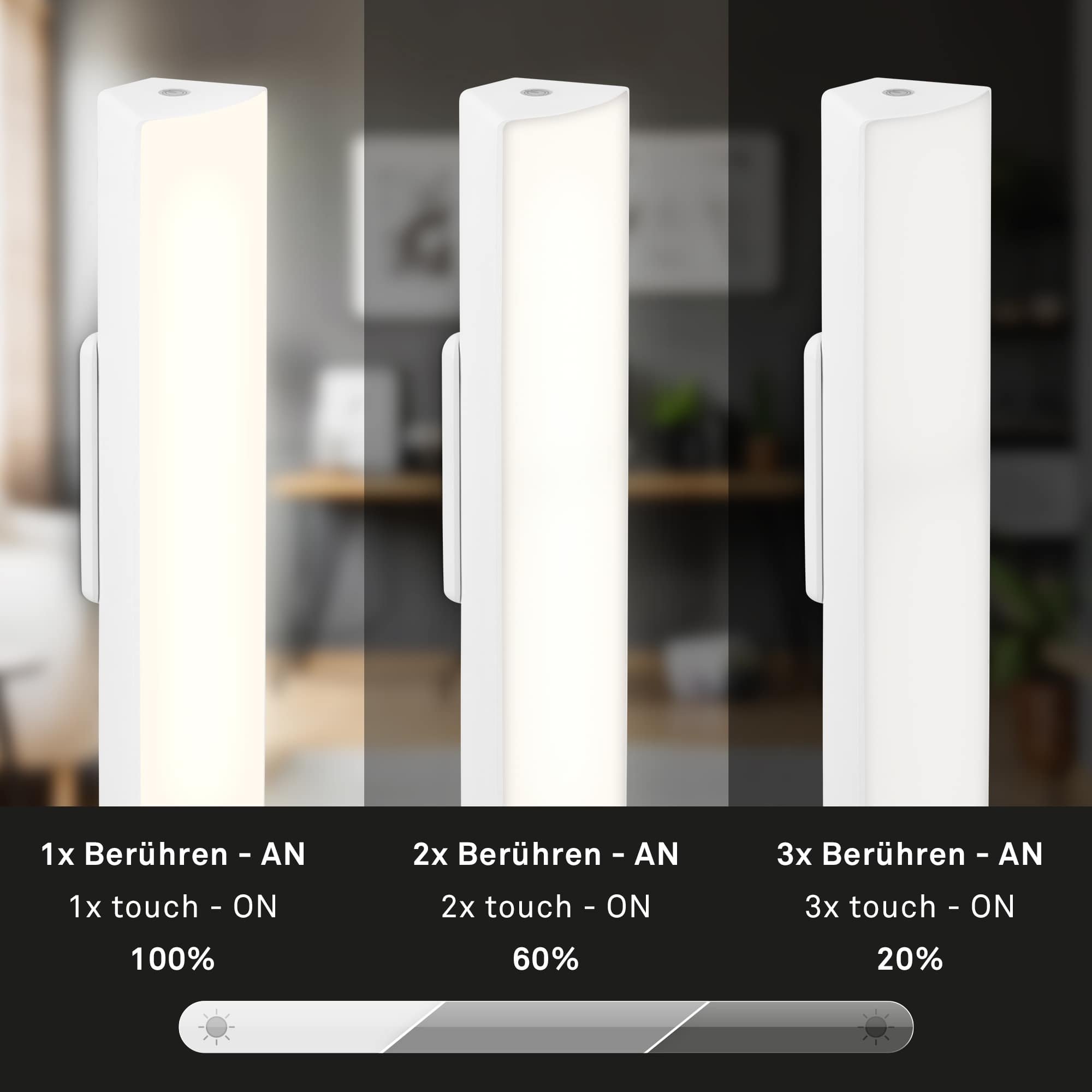 BRILO 7474016 LED nabíjecí stolní lampa, 30 cm, paměť, 7W, 700lm, bílé - BRILO (obrázek 4)