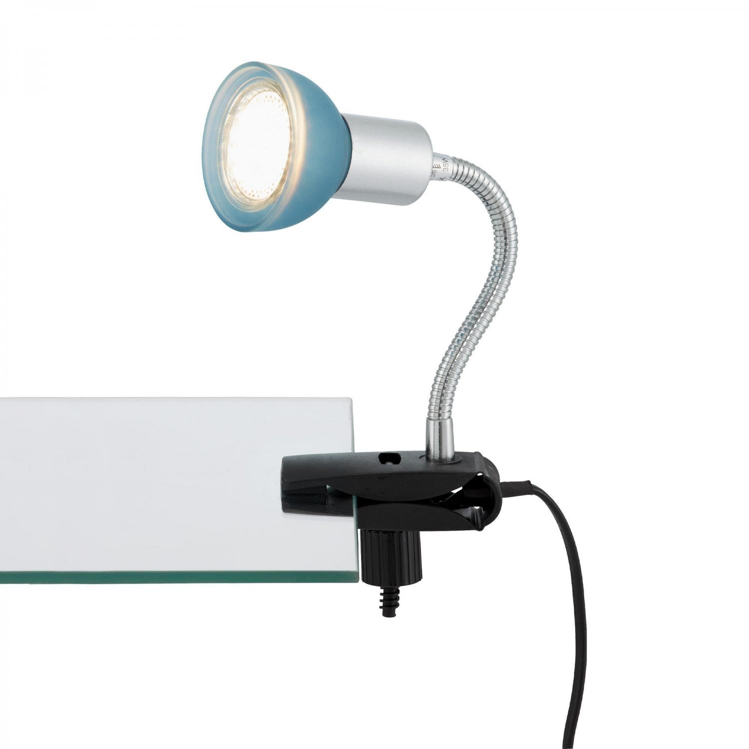 BRI 2989-010P Ukončená výroba  Flexibilní svítidlo se svorkou 34 cm 1xGU10 3W 250lm titan-modrá - BRILONER