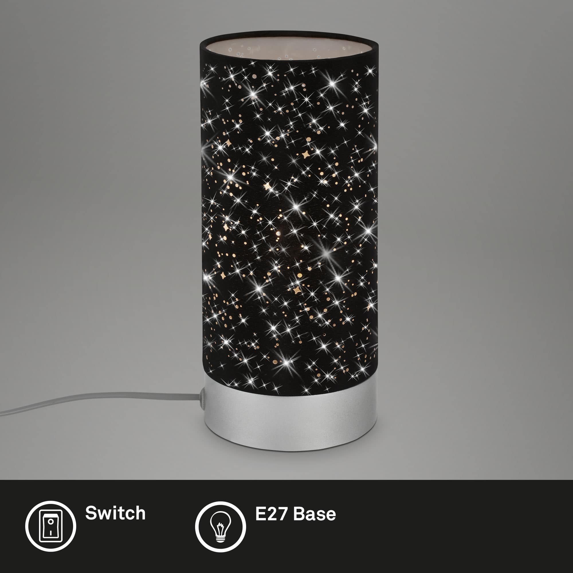 BRILO 7028-015 Hvězdné nebe stolní lampa, pr. 11 cm, max. 25 W, matný chrom-černá - BRILO (obrázek 2)