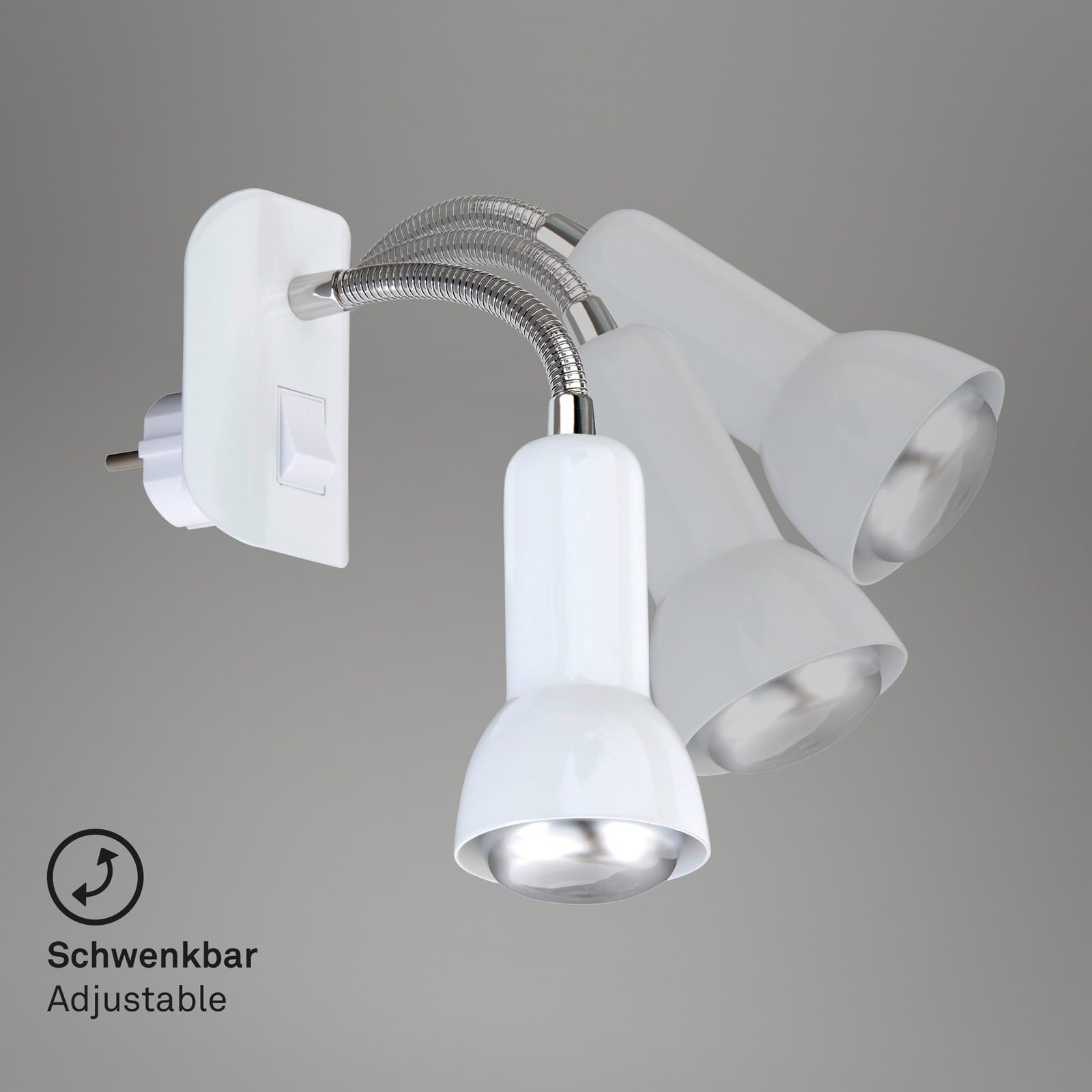 BRI 2739-016P Flexibilní svítidlo do zásuvky 22 cm 1x E14 25W bílé - BRILONER (obrázek 3)