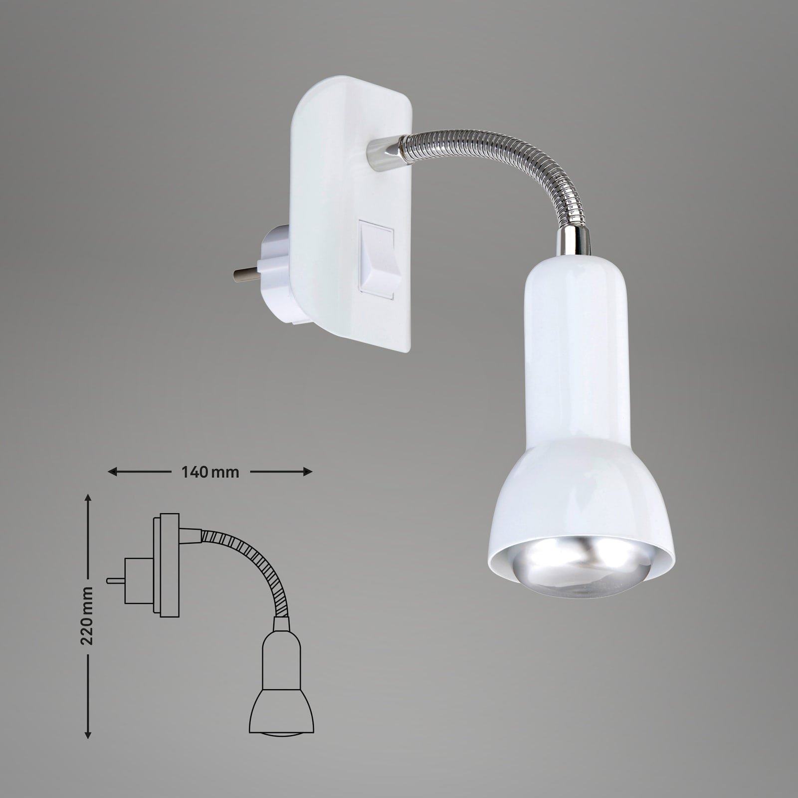 BRI 2739-016P Flexibilní svítidlo do zásuvky 22 cm 1x E14 25W bílé - BRILONER (obrázek 4)
