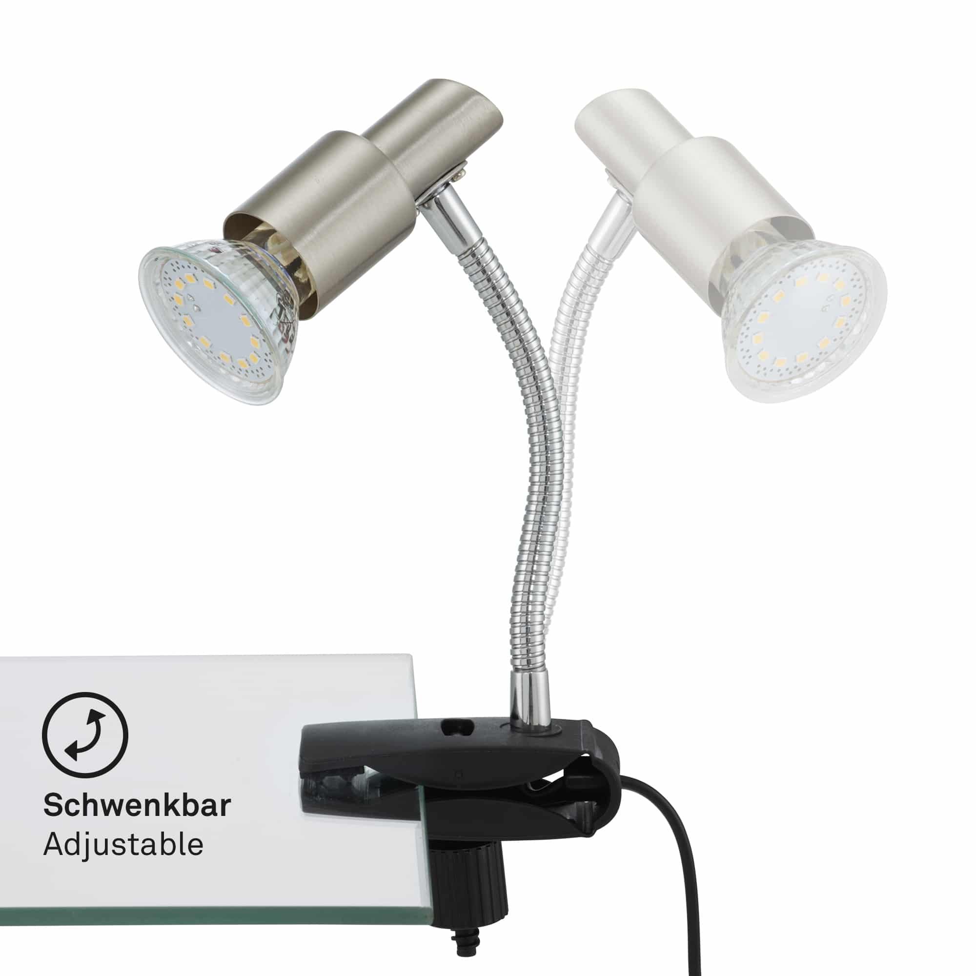 BRI 2877-012P Flexibilní svítidlo se svorkou 12 cm 1xGU10 3W 250lm matný nikl - BRILONER (obrázek 3)