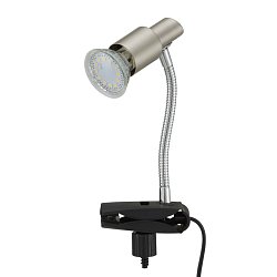 Obrázek pro produkt Flexibilní svítidlo se svorkou 12 cm 1xGU10 3W 250lm matný nikl (starý kód: BRI 2877-012P) - BRILONER