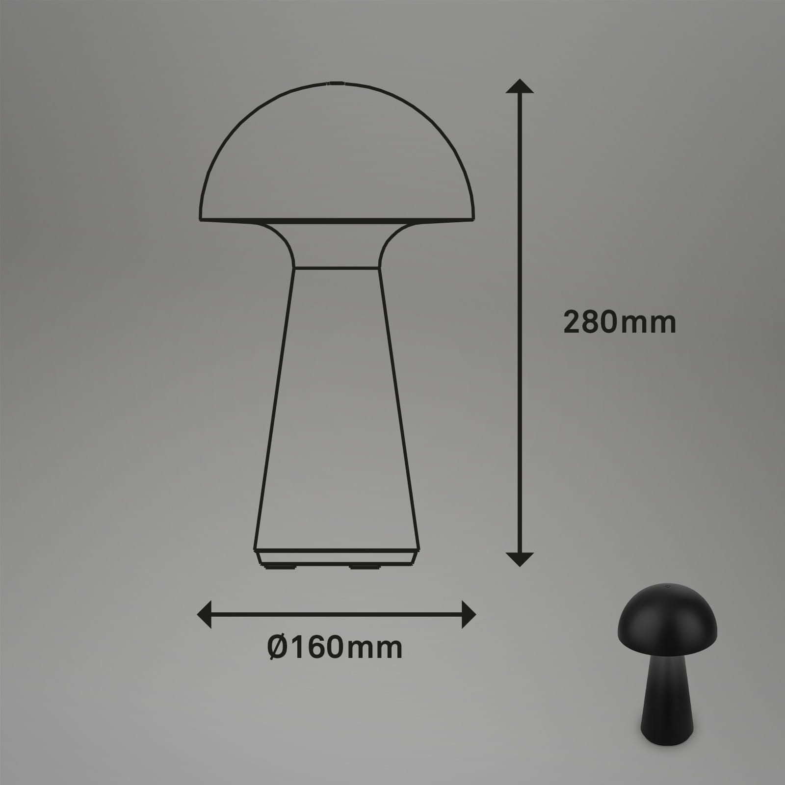 BRILO 7421015 LED nabíjecí stolní lampa 28 cm 2,6W 300lm černá - BRILO (obrázek 8)
