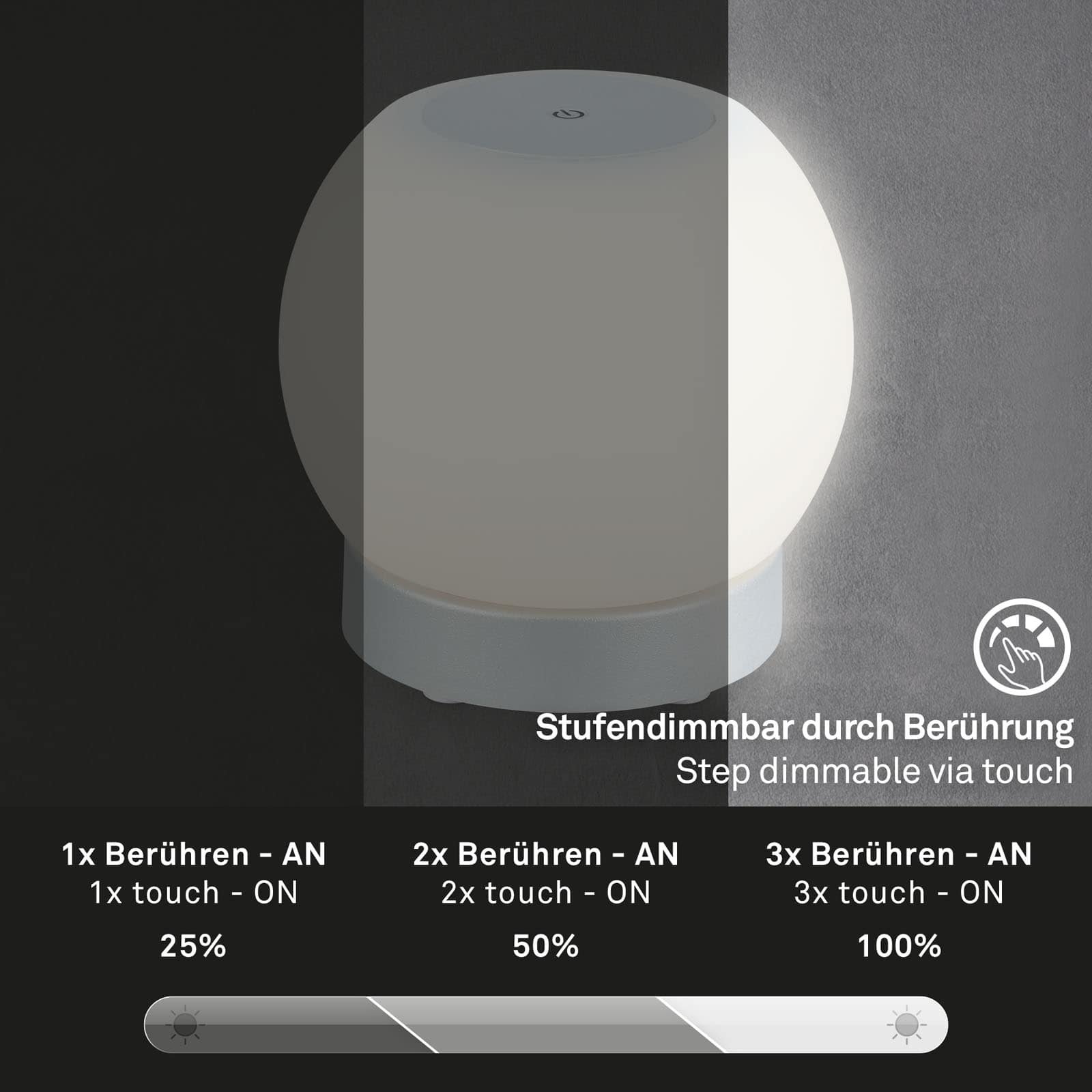 BRILO 7439-014 ///  LED bateriové stolní svítidlo, pr.16 cm, LED modul, 3W, 350 lm, matný chrom - BRILO (obrázek 3)