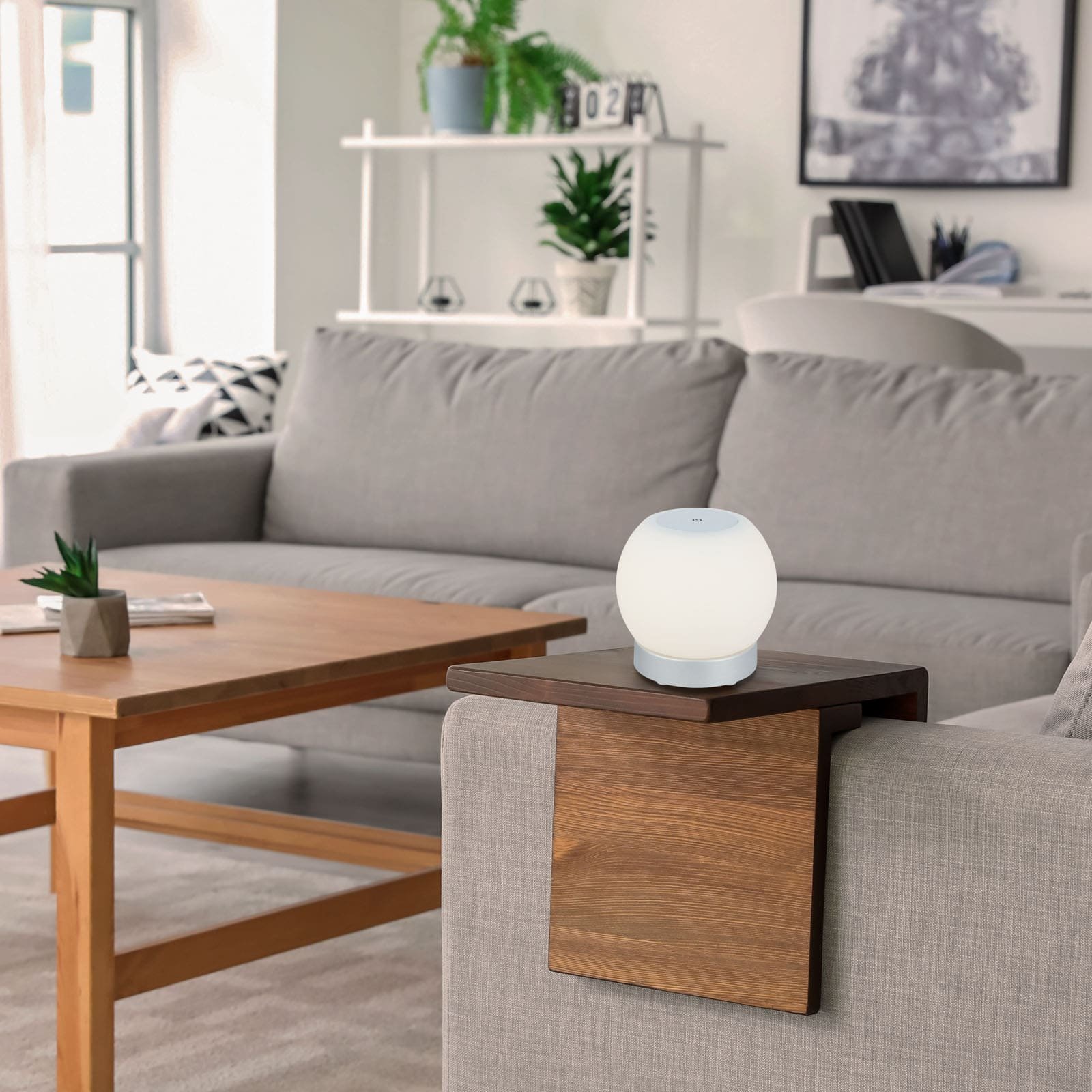BRILO 7439-014 ///  LED bateriové stolní svítidlo, pr.16 cm, LED modul, 3W, 350 lm, matný chrom - BRILO (obrázek 7)
